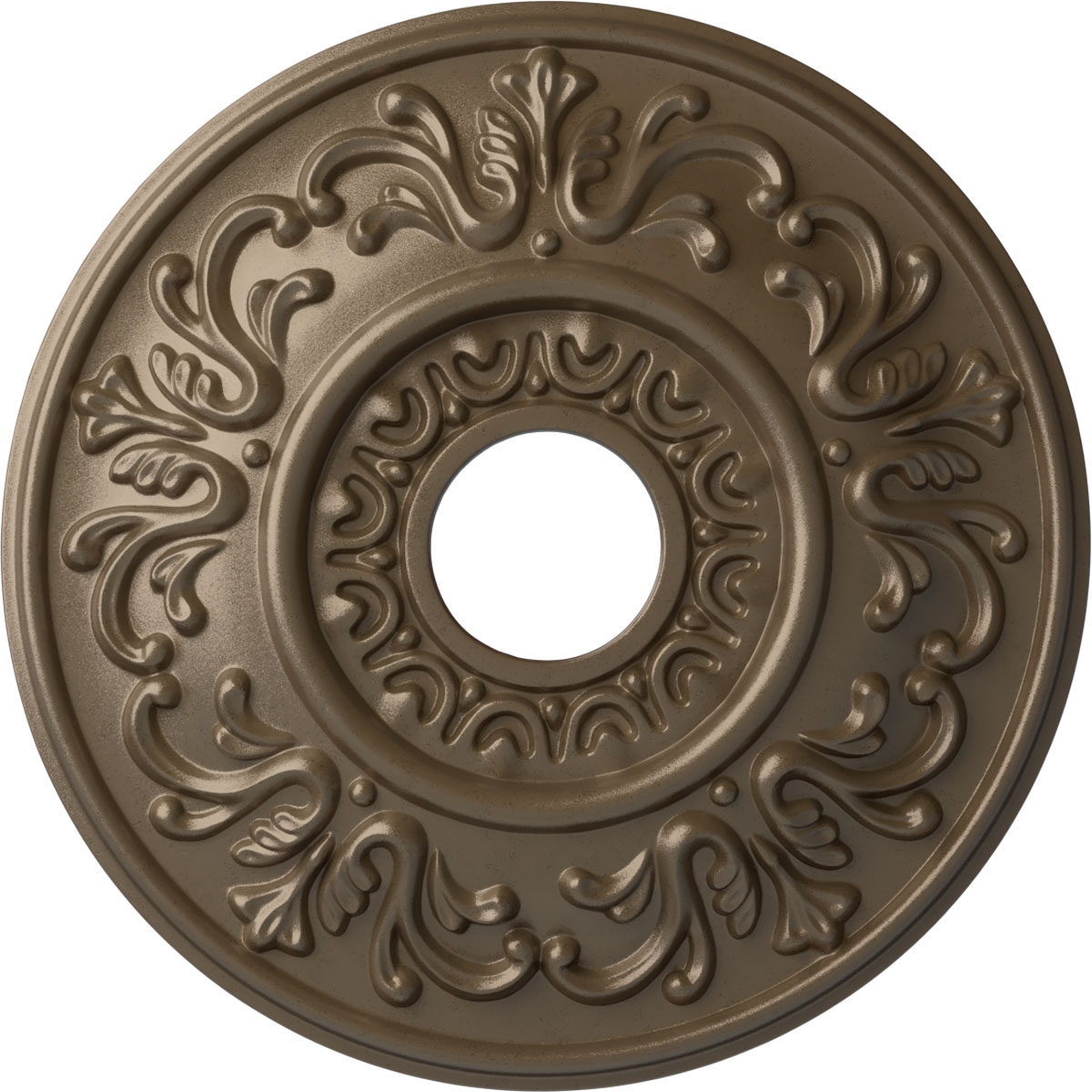 Ekena Millwork CM18VLWSS Valletta 18-in W x 18-in L Painted Warm Silver Polyurethane Whole Ceiling Medallion