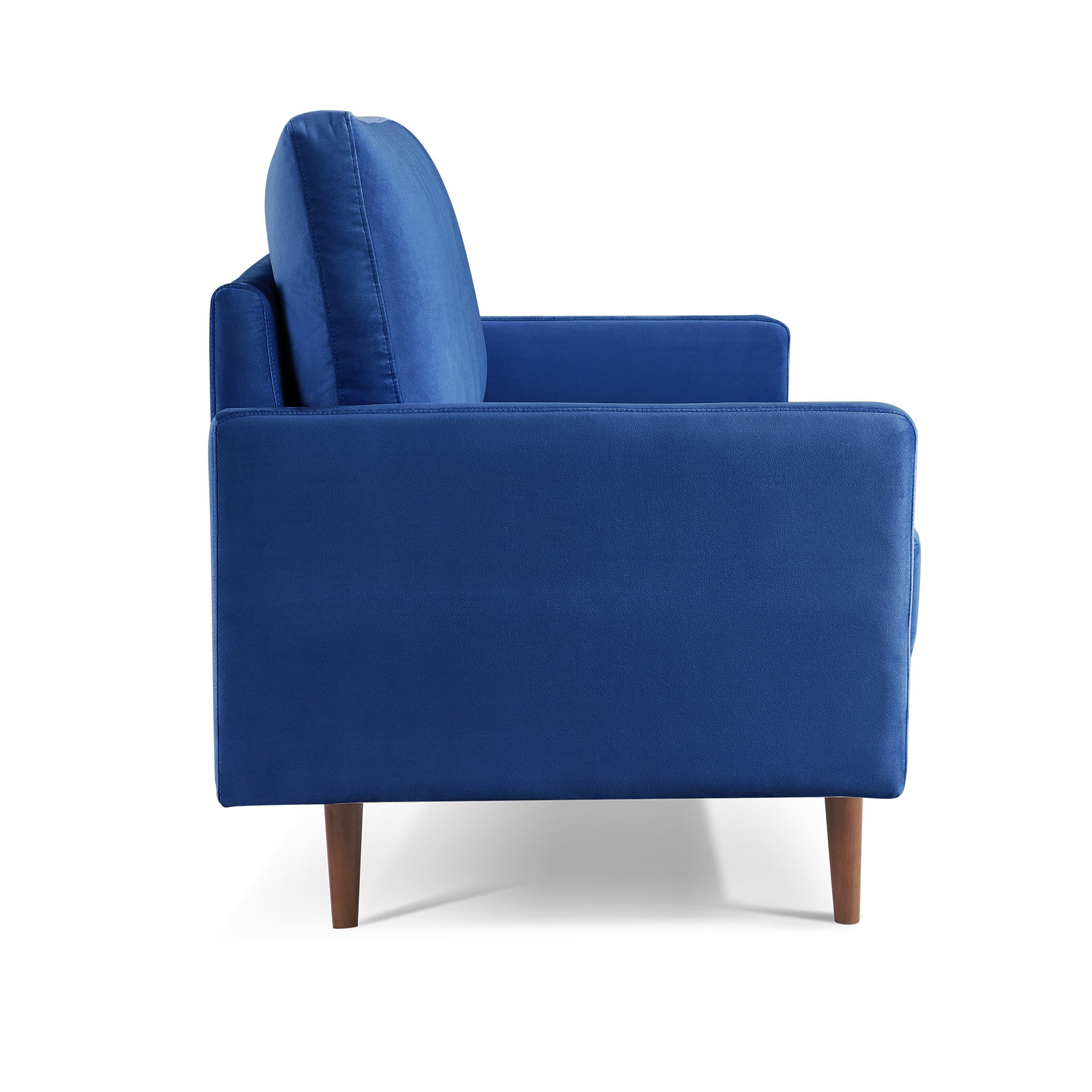 69 Inch Blue Velvet Sofa with Removable Cushions and Wood Legs