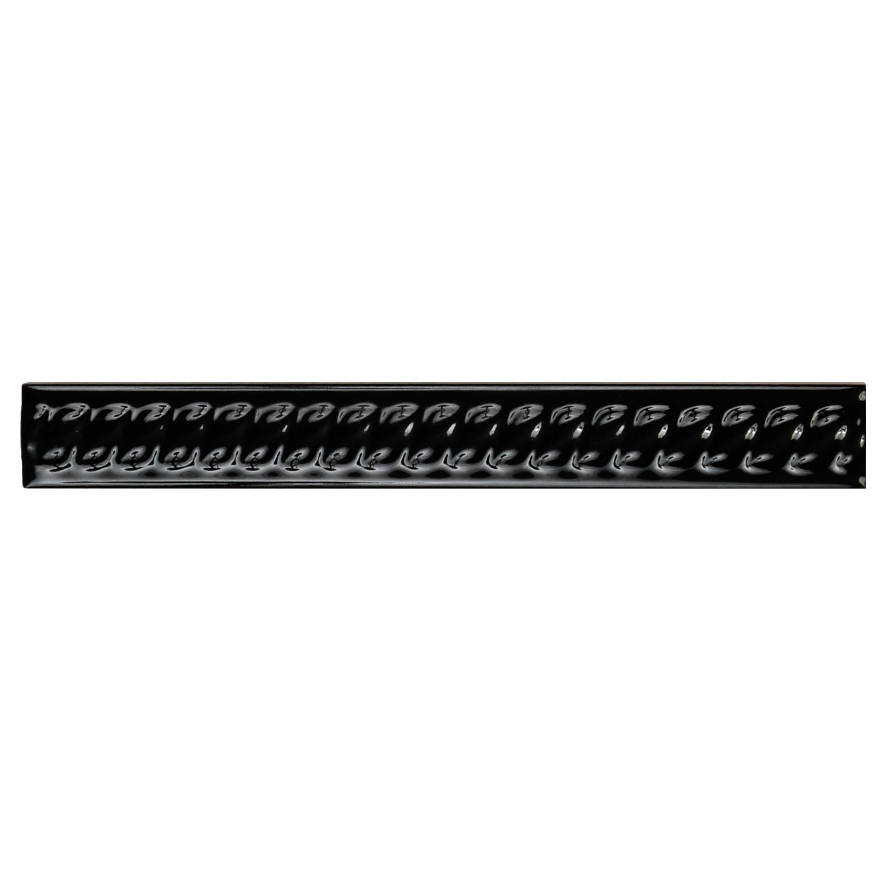 Affinity Tile WAT8TNM Trenza Moldura Nero 1-in x 8-in Glossy Ceramic Pencil Tile ( 0.72-sq ft / Carton ) 12 -Pack
