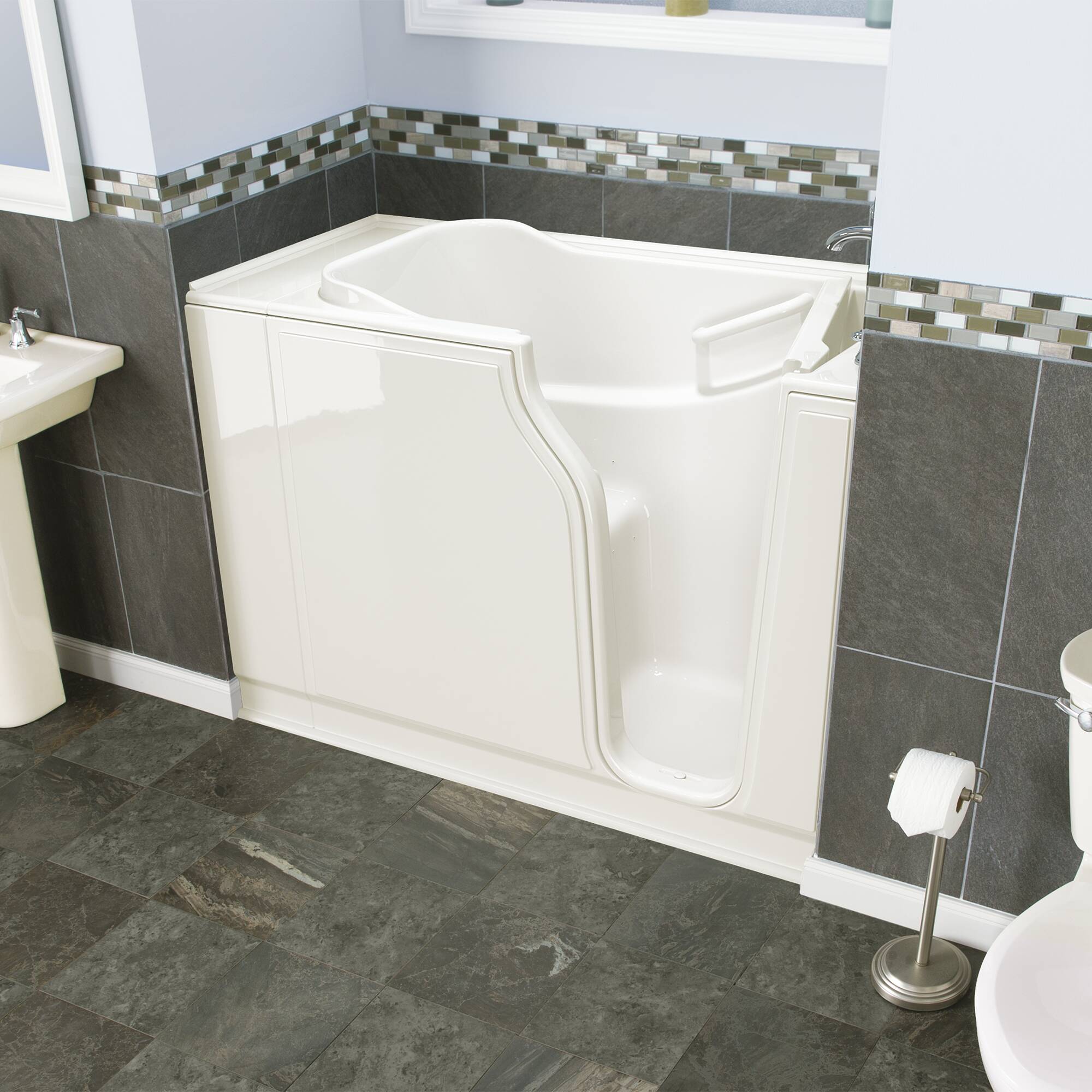 Safety Tubs SSA5230RA-BC 29.75-Inches x 51.5-Inches Biscuit Fiberglass Rectangular Walk-in Air bath with Faucet Hand Shower Drain ( Right Drain )