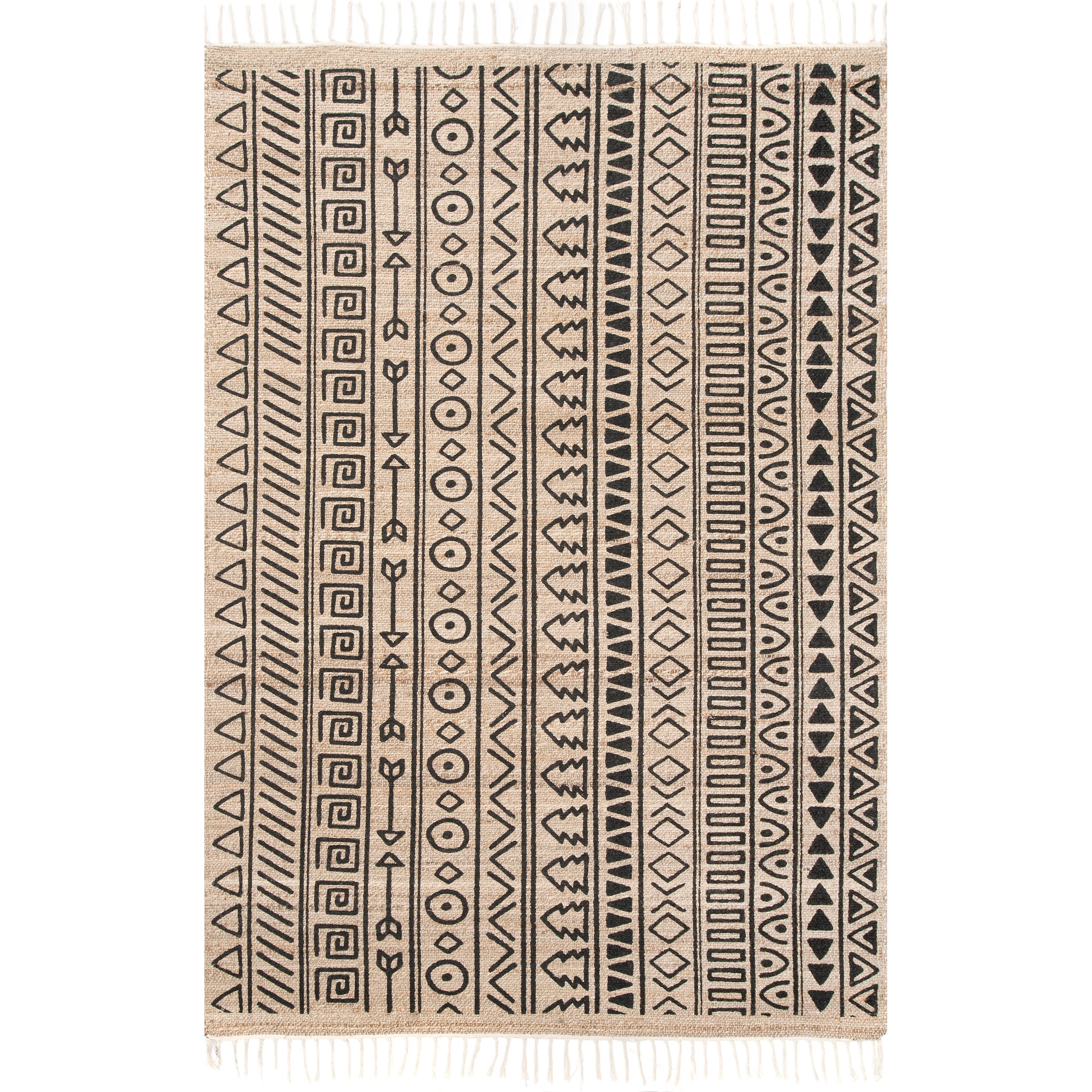 Handmade Rectangular Natural Cotton Stripe Area Rug 5x8 ft