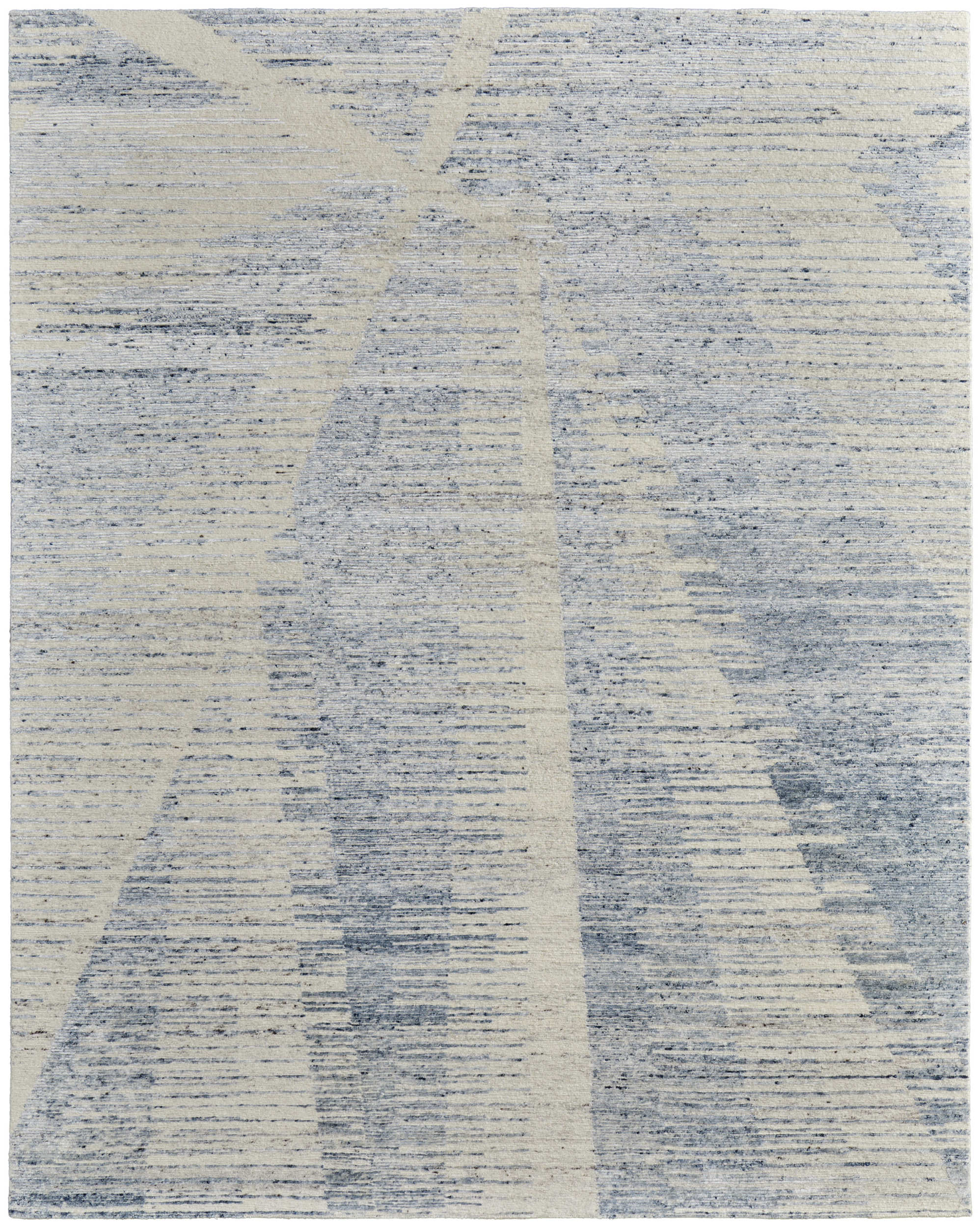 Room Envy BRIR69CHBLUIVYF99 8 x 10 (ft) Knotted Wool Ivory/Blue/Silver Rectangular Indoor Abstract Area rug