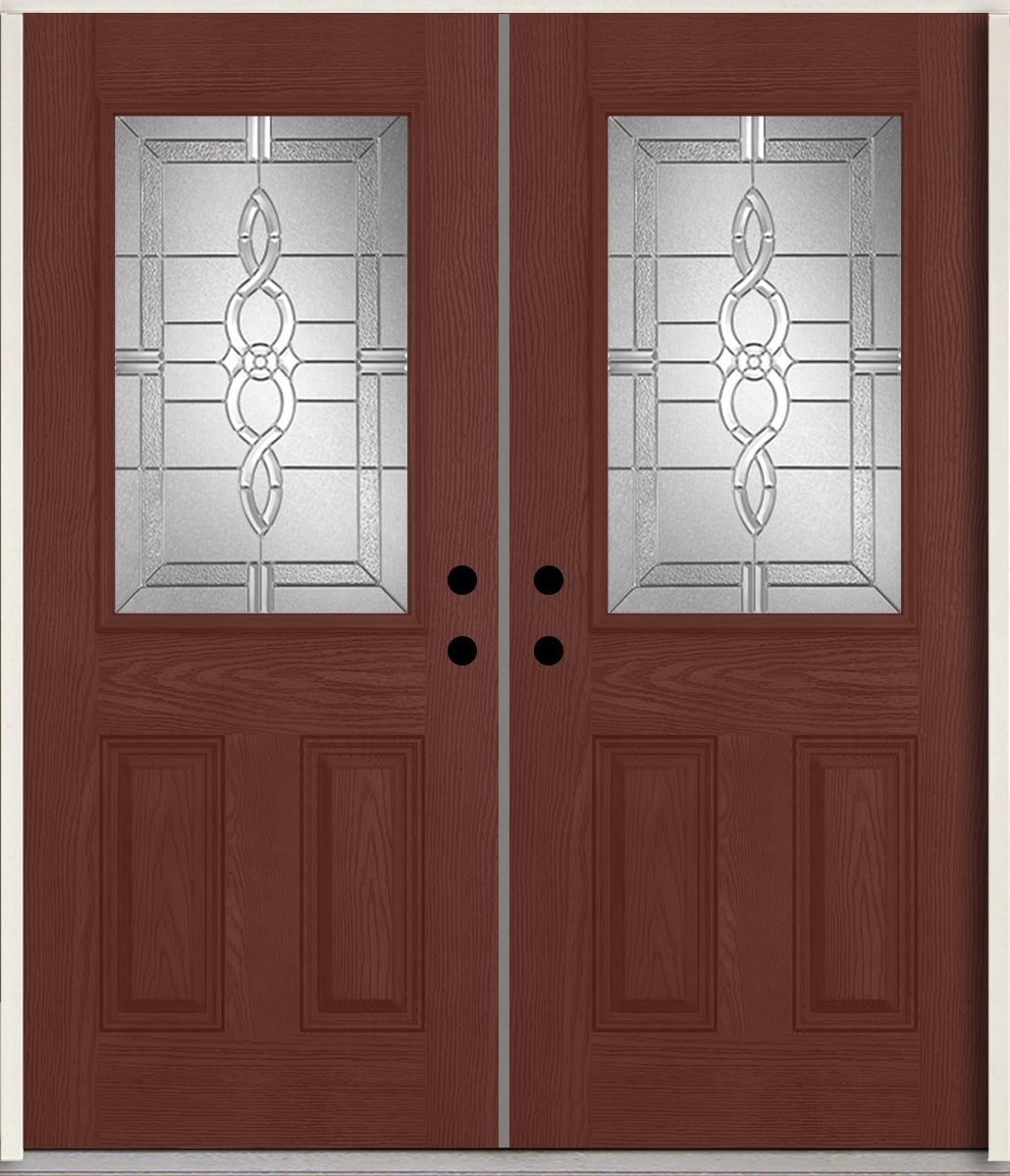 RELIABILT LO963590 Calista 72-in x 80-in x Fiberglass Half lite Left-hand inswing Wineberry Stain Stained Prehung Double Front Door Insulating core