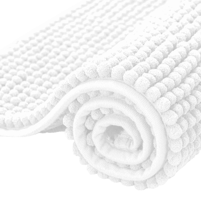 White Polyester Bath Rug, Long White Rug For Bathroom