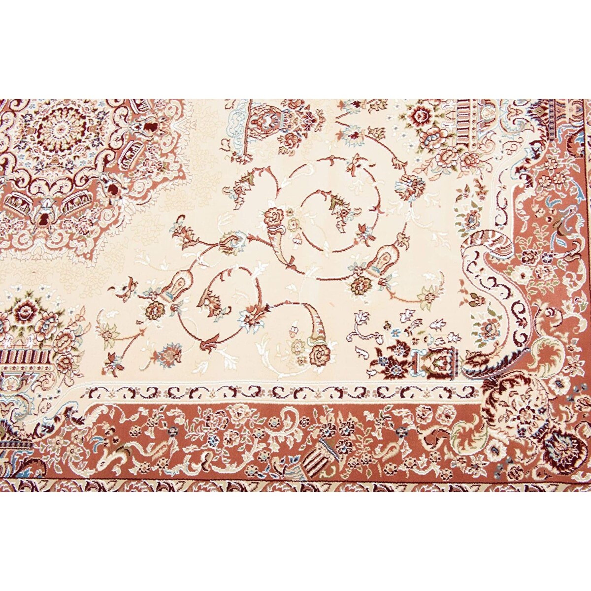 HomeRoots 4000395418 5 x 7 (ft) Woven Olefin Rose Rectangular Indoor Medallion Vacuum regularly Area rug