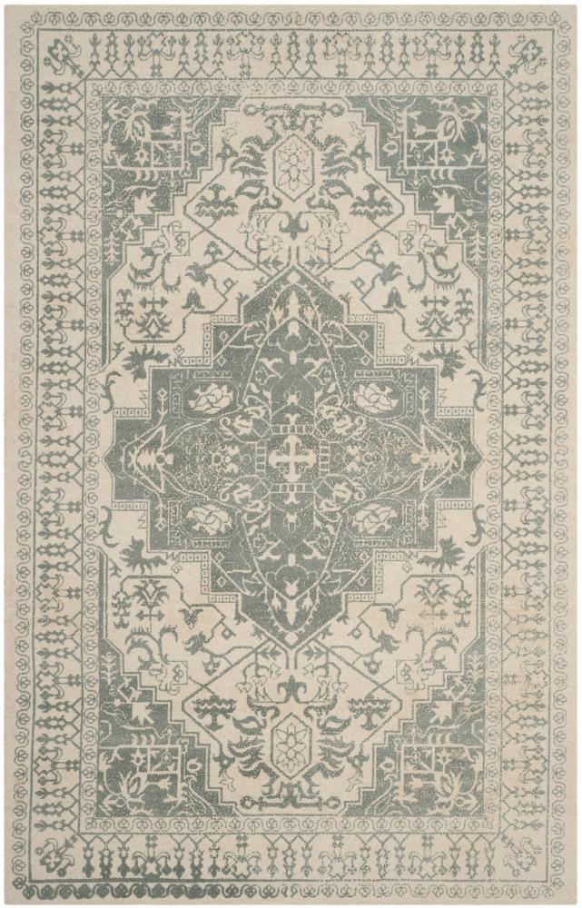 Safavieh RVT421C-4 Restoration Vintage Simperta 4 x 6 (ft) Tufted Wool Mint/Ivory Rectangular Indoor Distressed/Overdyed Vintage Area rug