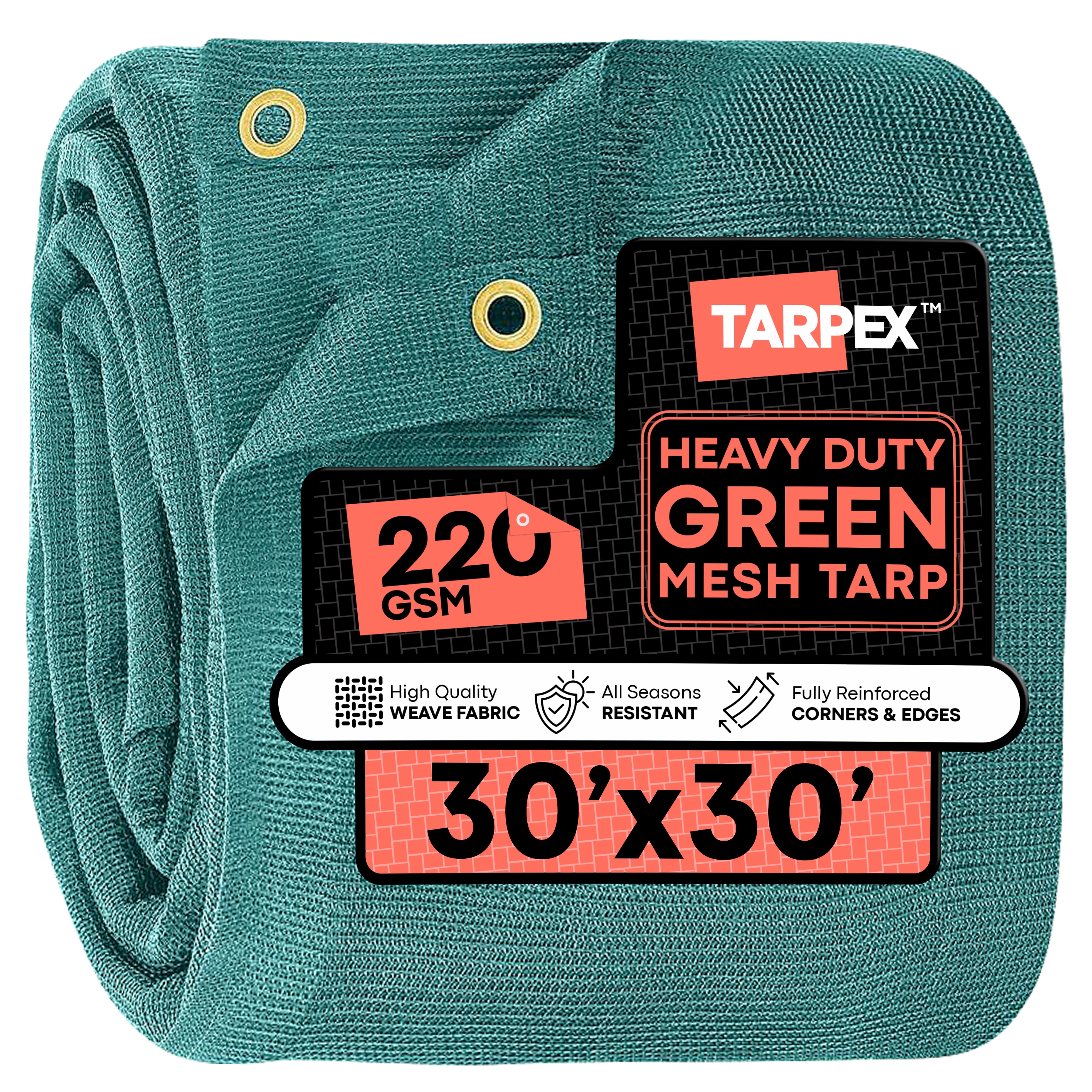 Tarpex 30-ft x 30-ft Green Water resistant Commercial Polyethylene mesh 14-mil Tarp