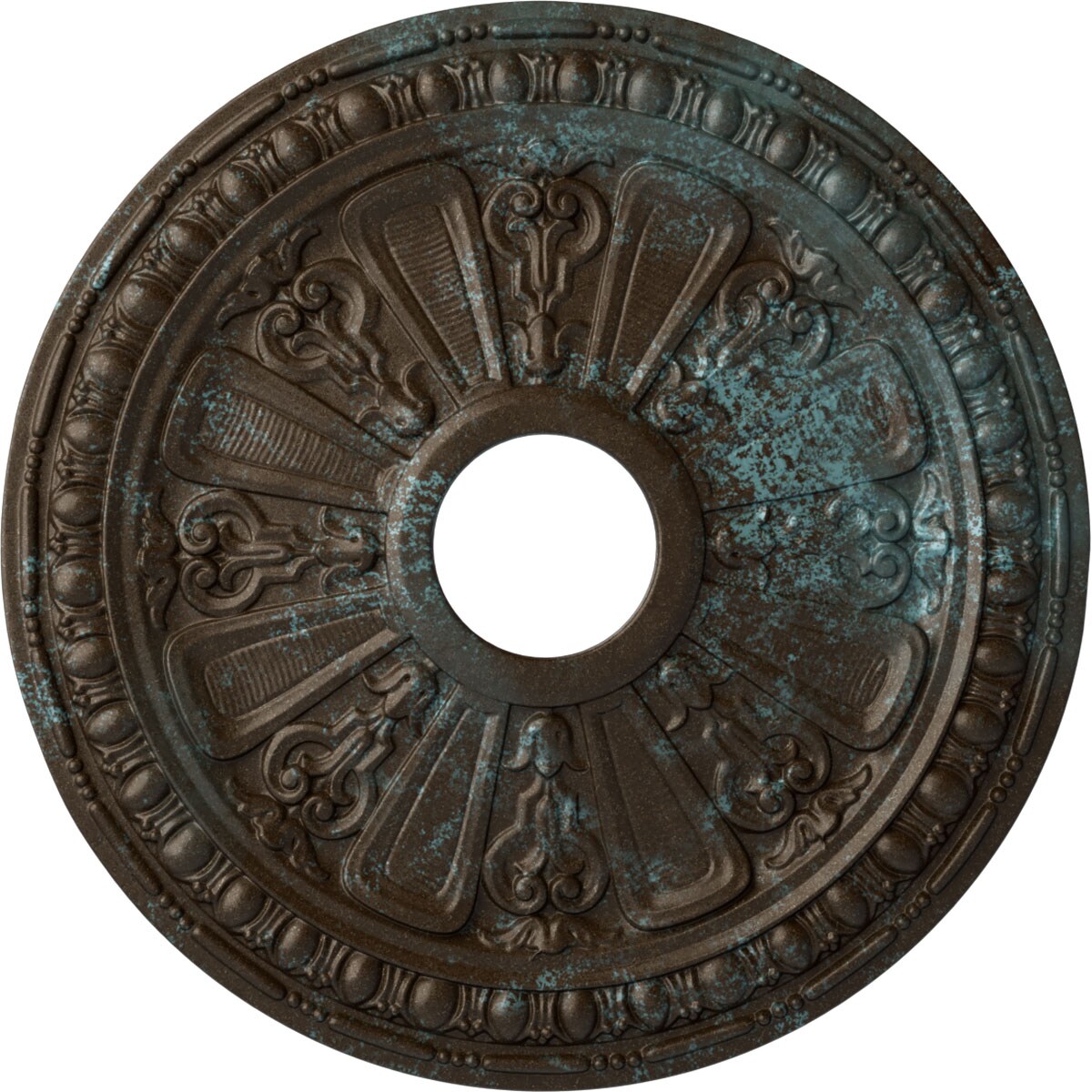 Ekena Millwork CM18RABBS Raymond 18.125-in W x 18.125-in L Painted Bronze Blue Patina Polyurethane Whole Ceiling Medallion