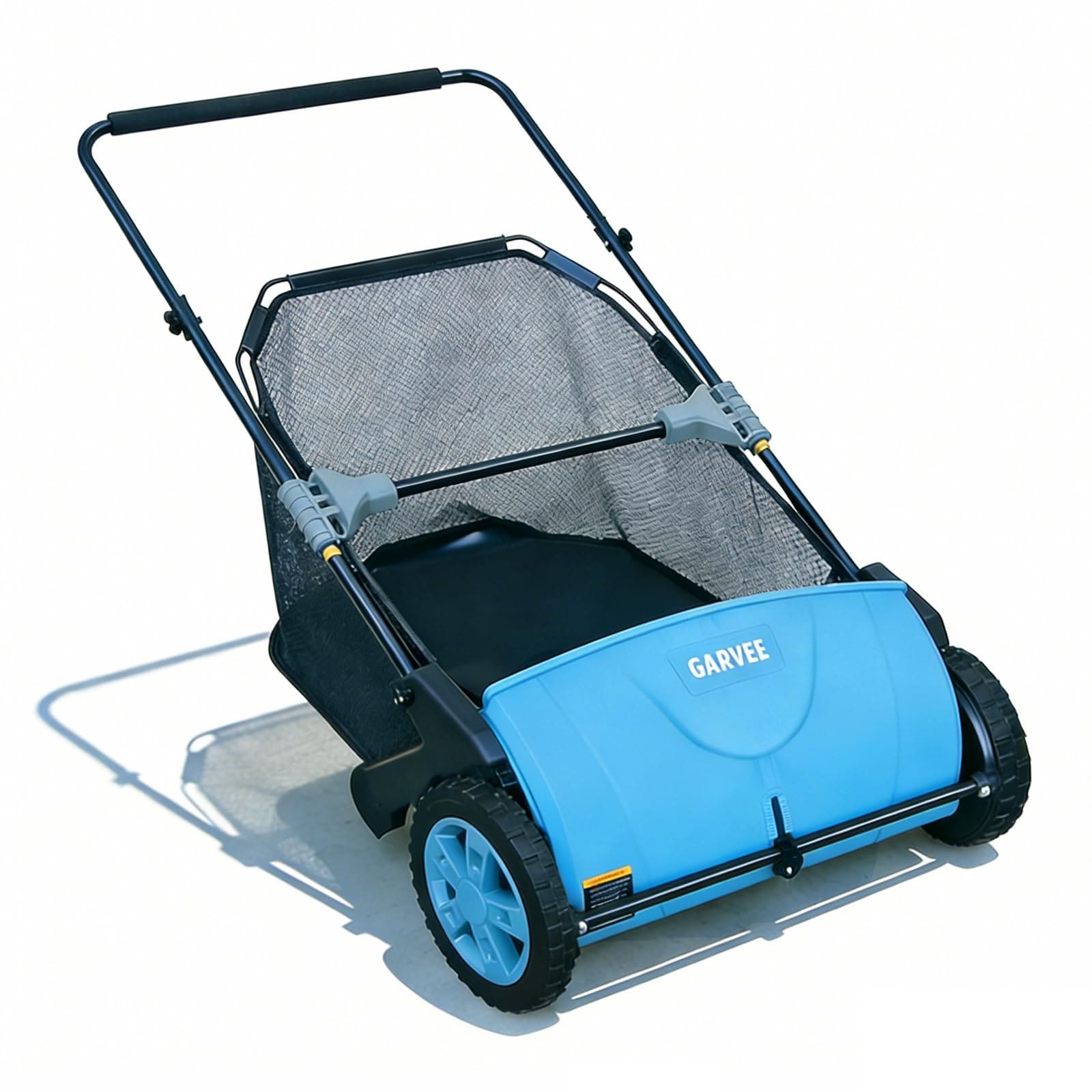 GarveeLife Manual Push Lawn Sweeper 21 Inch Yard Leaf Debris Collector with 3.5 Cu. Ft. Collection Bag Adjustable Brush Height for Lawns Driveways Foldable Storage Design
