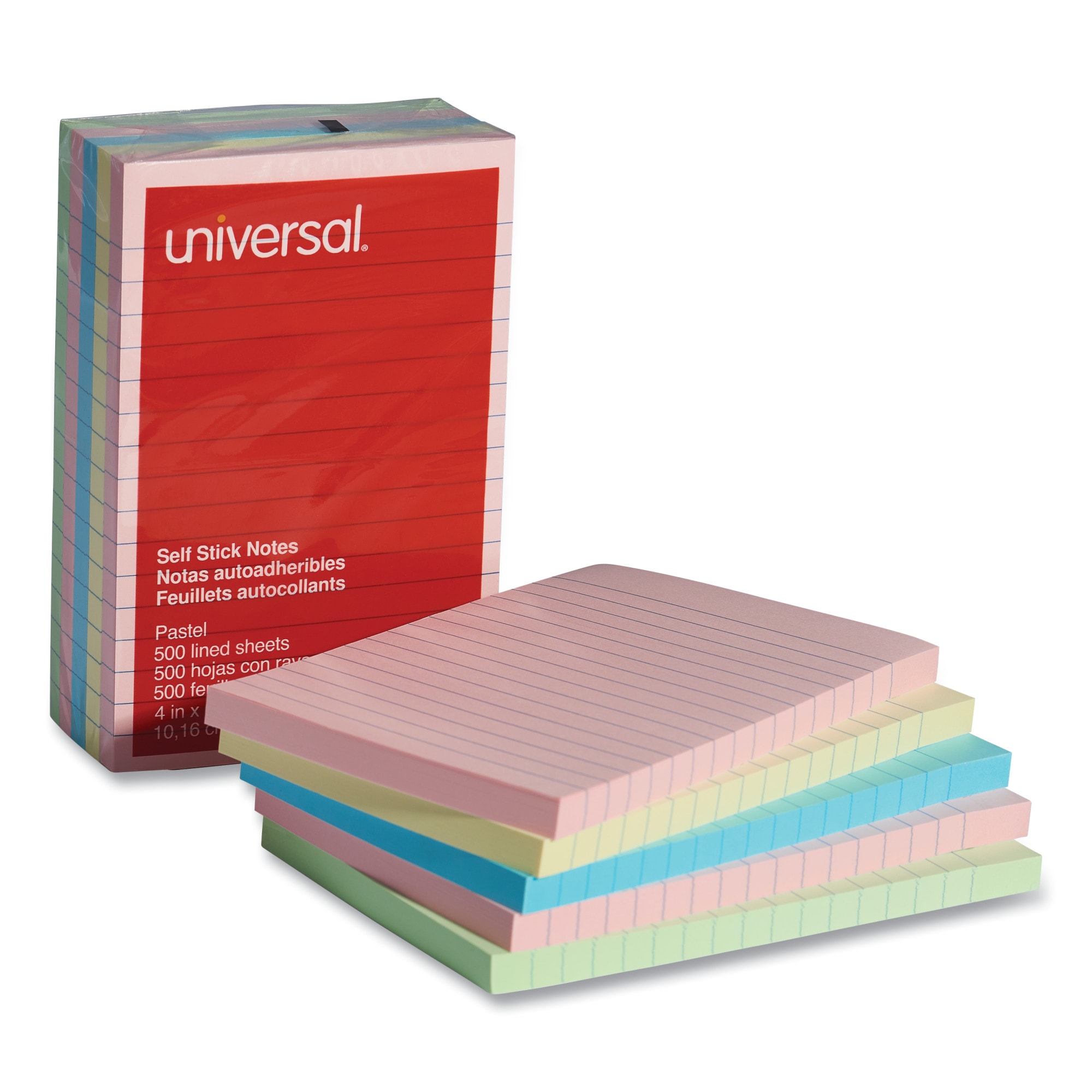 Universal UNV35616 6-in x 4-in Assorted Pastel Colors Sticky Notes ( 5 -Pack)