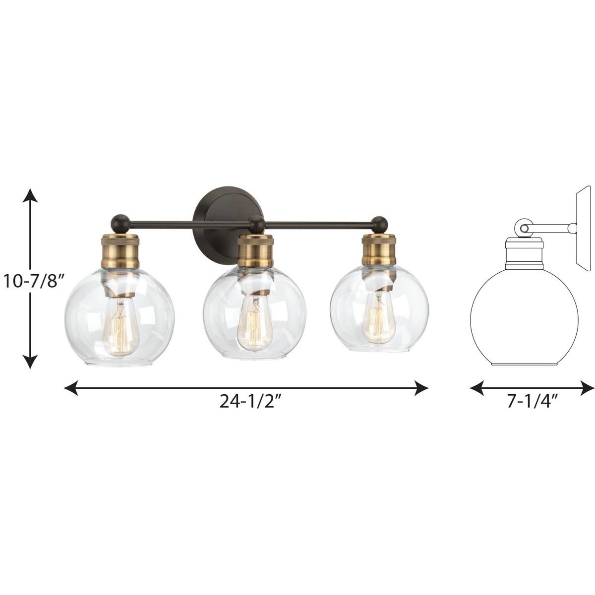 Progress Lighting Hansford 24.5-in 3-Light Antique Bronze Farmhouse ...