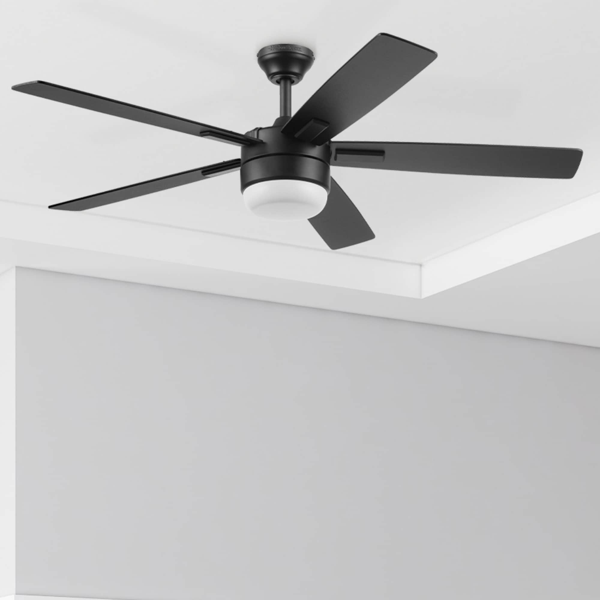 Boltz III 52-in Matte Black with Black/Antique Gray Blades Color-changing Indoor Ceiling Fan with Light and Remote (5-Blade) | - Harbor Breeze 43349