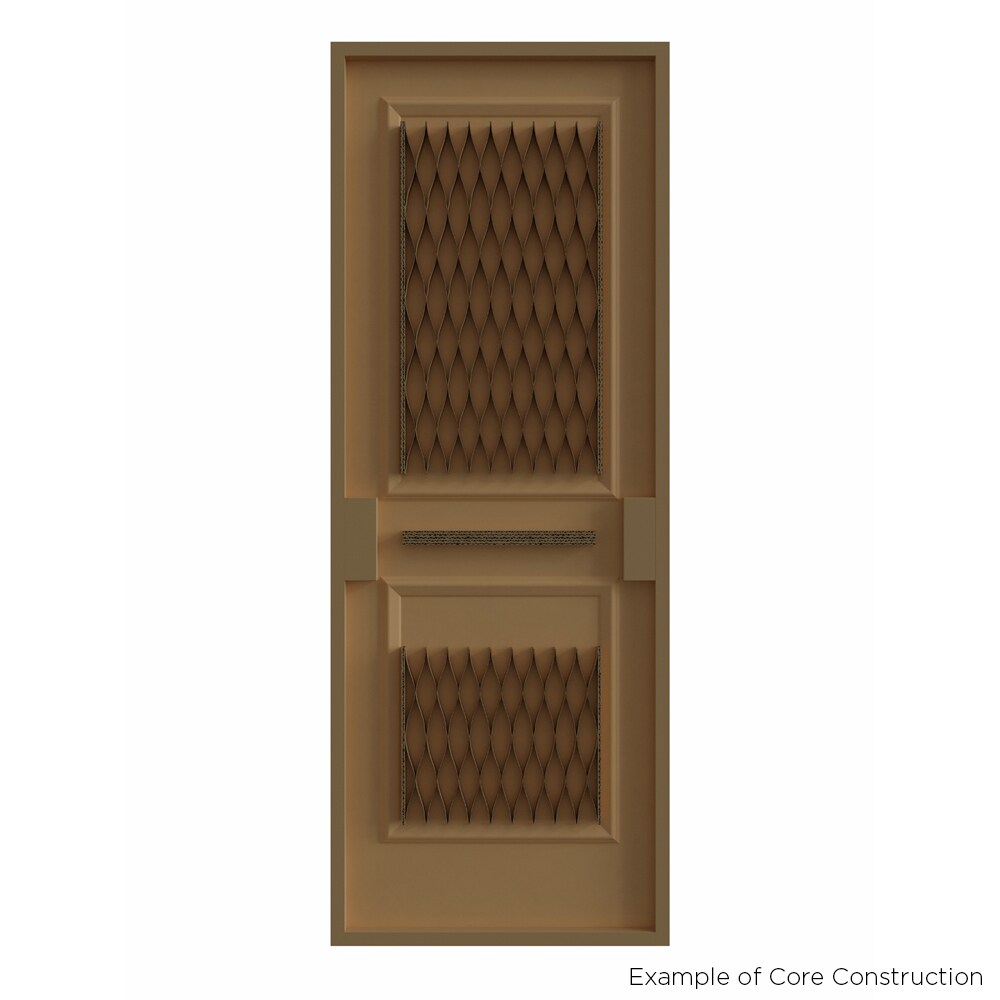 Masonite 36-in x 80-in (primed) Hollow core 2-panel round top Left hand Smooth Primed Molded composite Flat Jamb Single Prehung Interior Door