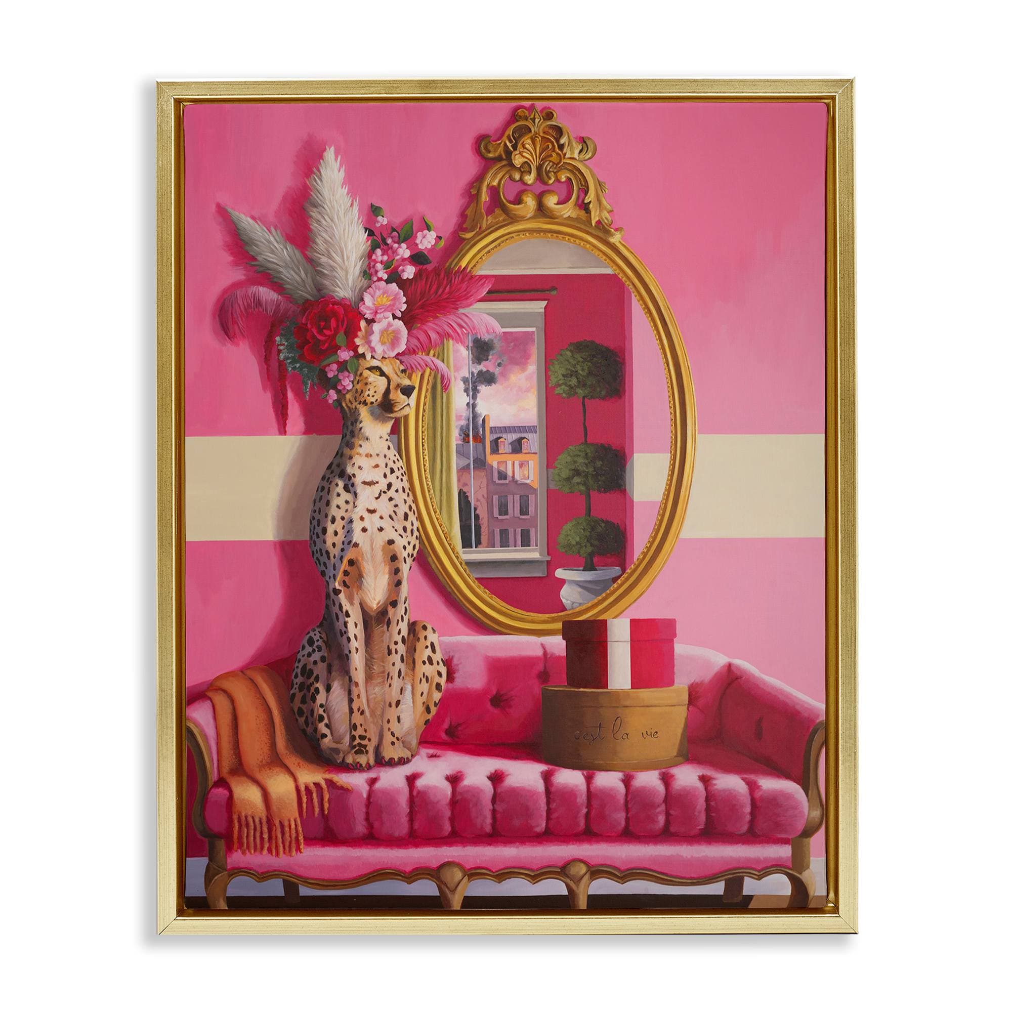 Stupell Industries BS-994-FFG-24X30 Sophisticated Leopard on Couch Floating Frame design by Heather Gauthier