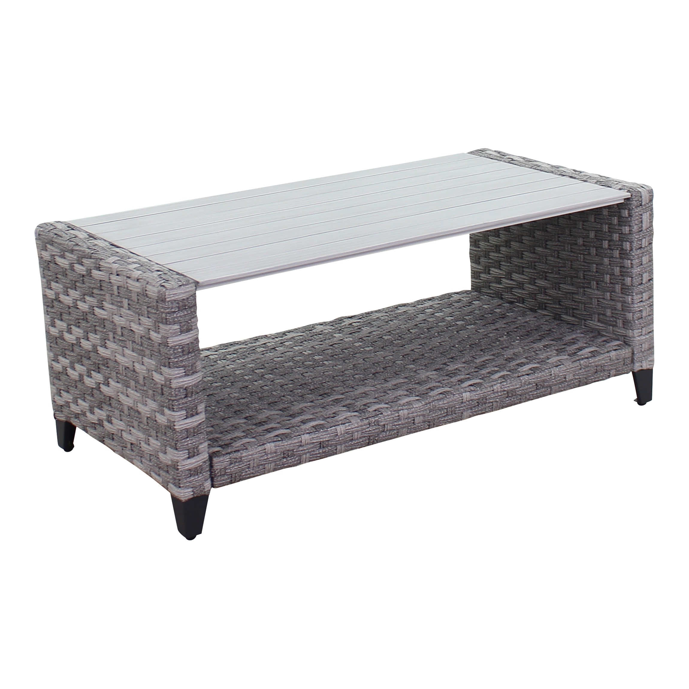 Courtyard Casual 5554 Costa Mesa Rectangle Wicker Outdoor Coffee Table 20.08-in W x 40.16-in L