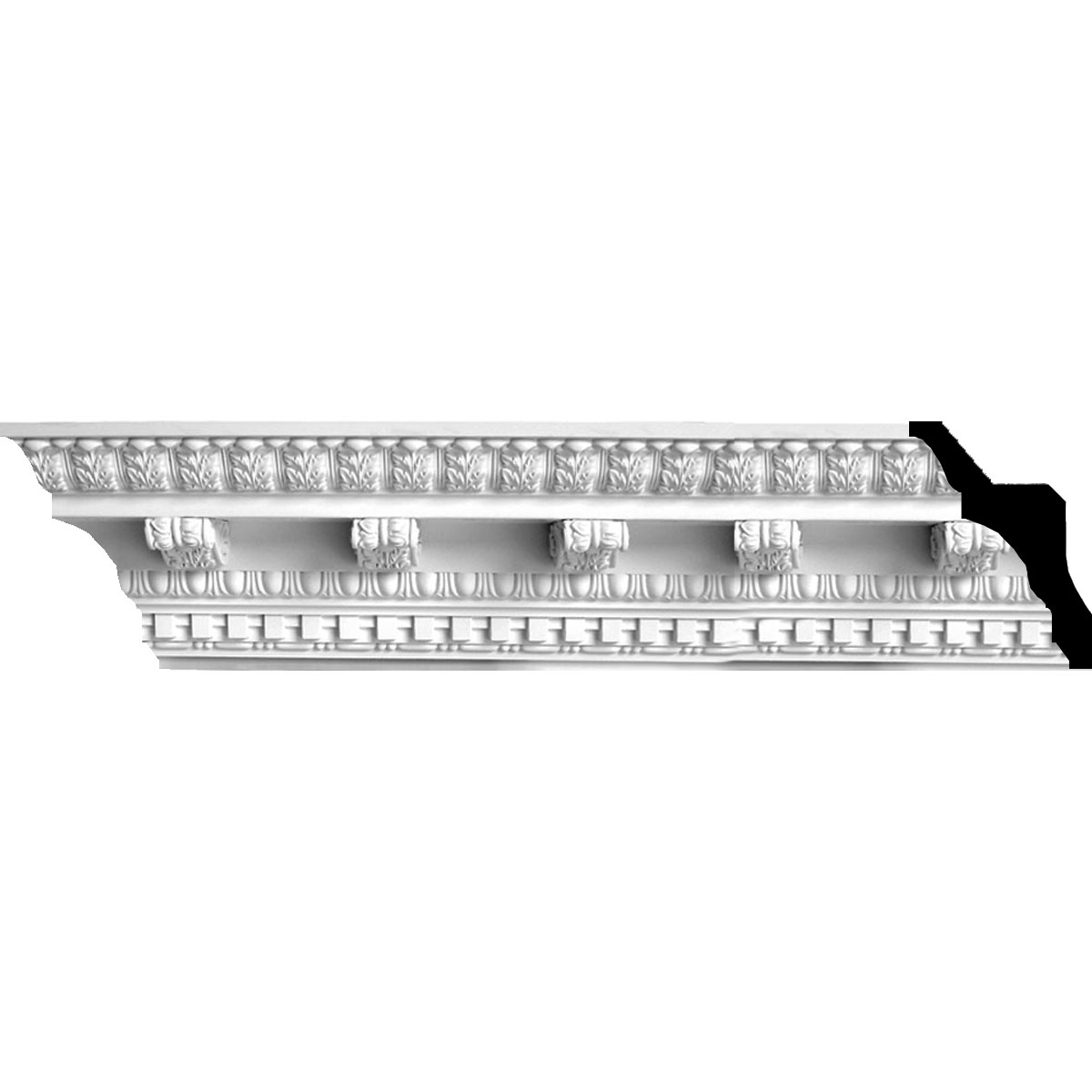Ekena Millwork MLD09X09X14GR Granada 9-7/8-in x 7-ft 10-1/2-in Primed Urethane Crown Moulding