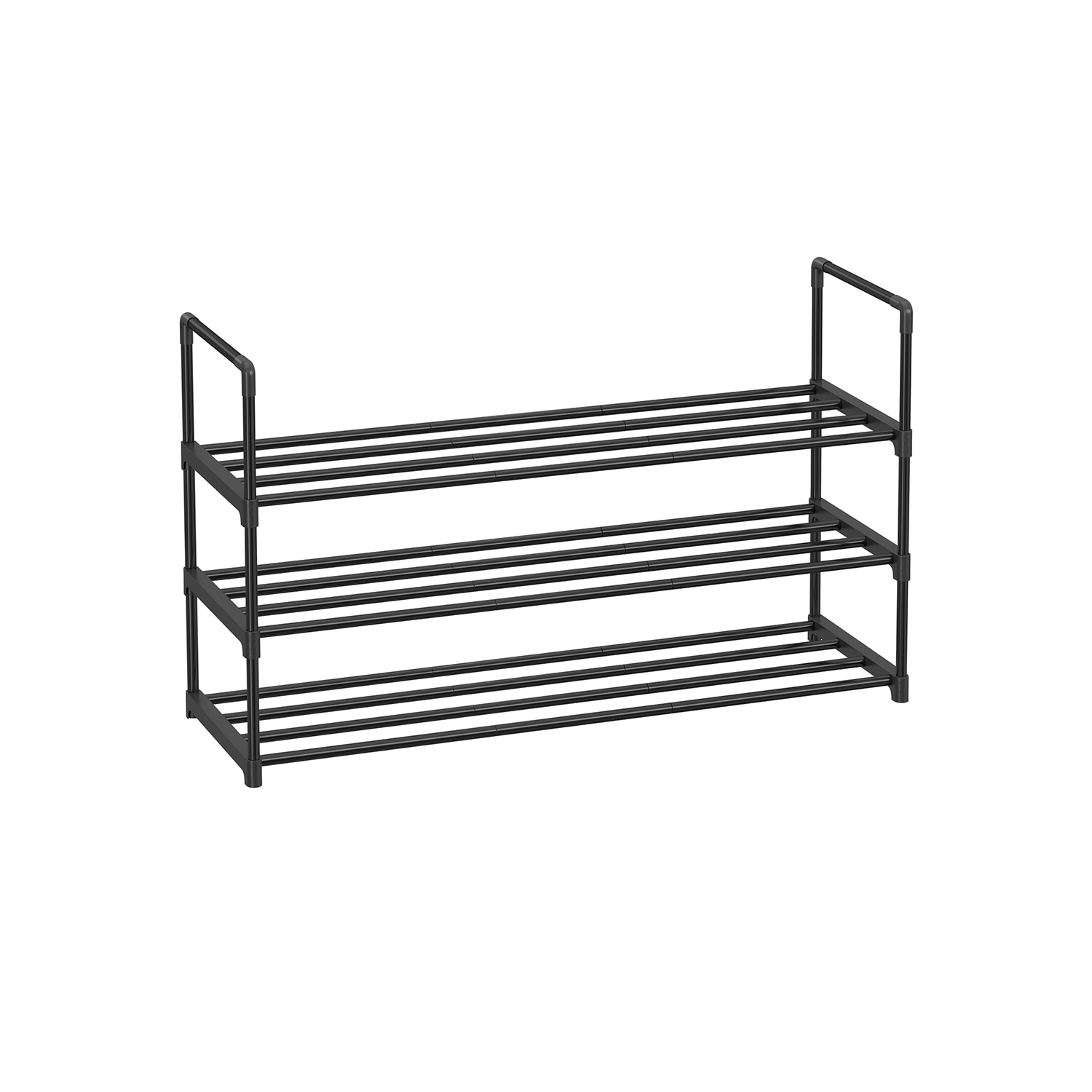 Slickblue 3-Tier Shoe Storage Rack Holds 12-15 Pairs Metal Frame with Plastic Connectors 22 lbs per Shelf Easy to Clean - Black
