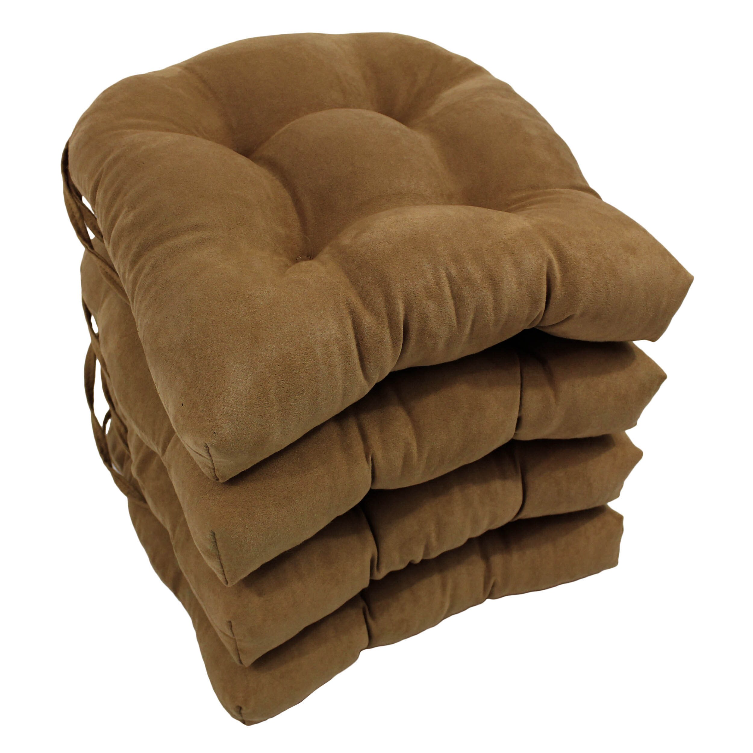 Blazing Needles 916X16US-T-4CH-MS-SB Saddle Brown Solid Chair Cushion