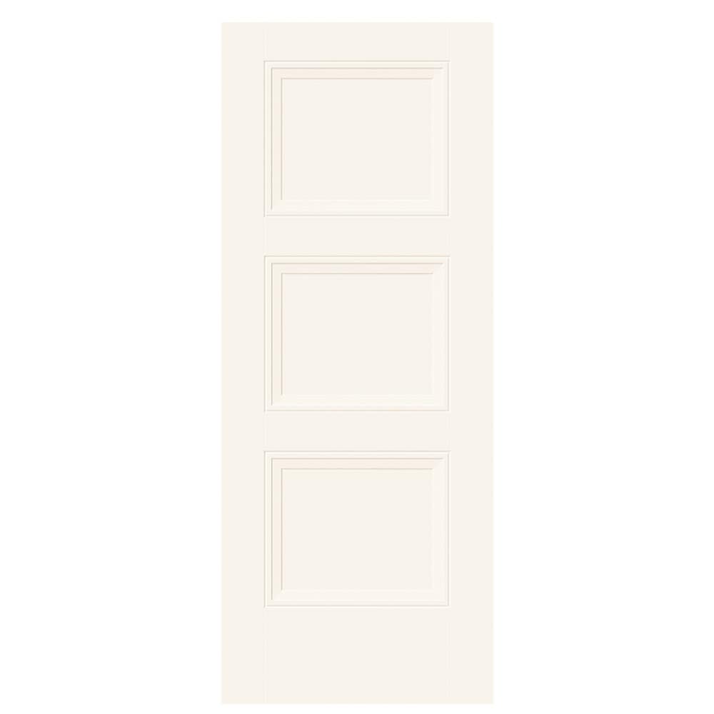 Masonite 1573230 Livingston 32-in x 80-in Modern White 3-panel square Smooth Solid core Prefinished Molded composite Slab Door