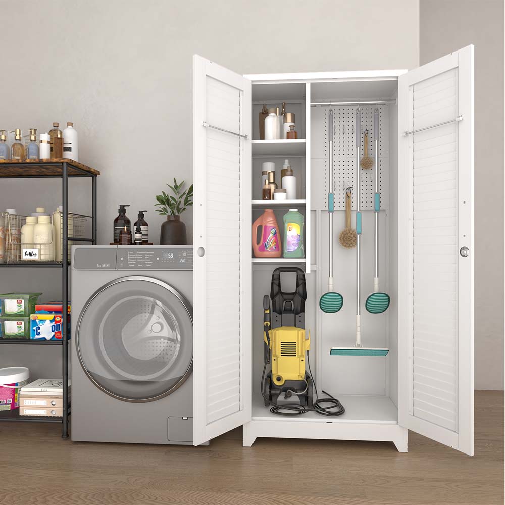 SereneVita 31.50-in W x 70.87-in H Metal White Freestanding Utility ...