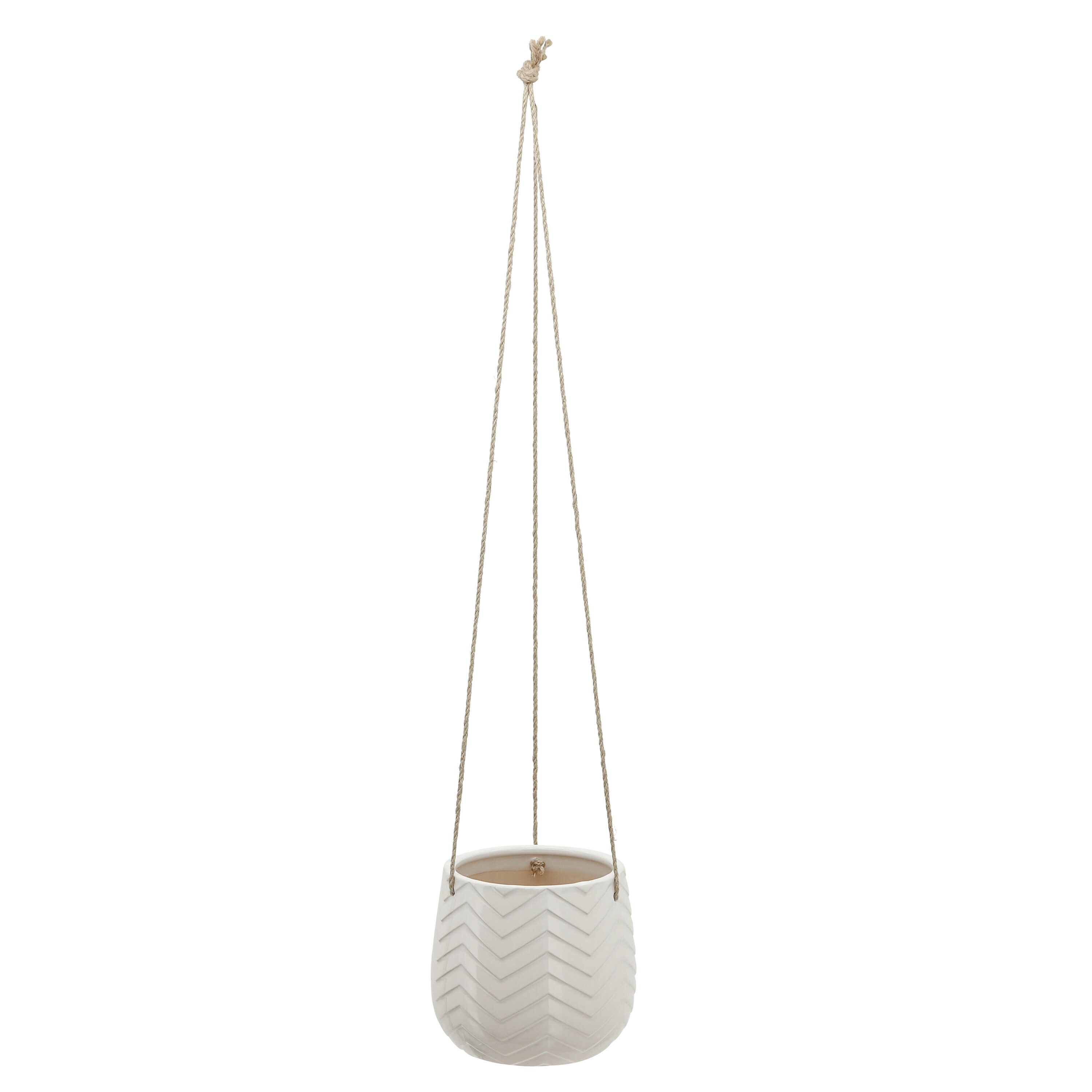 Sagebrook Home 14801-10 Round 7.0-Inches W Small White Ceramic Indoor/Outdoor Hanging planter