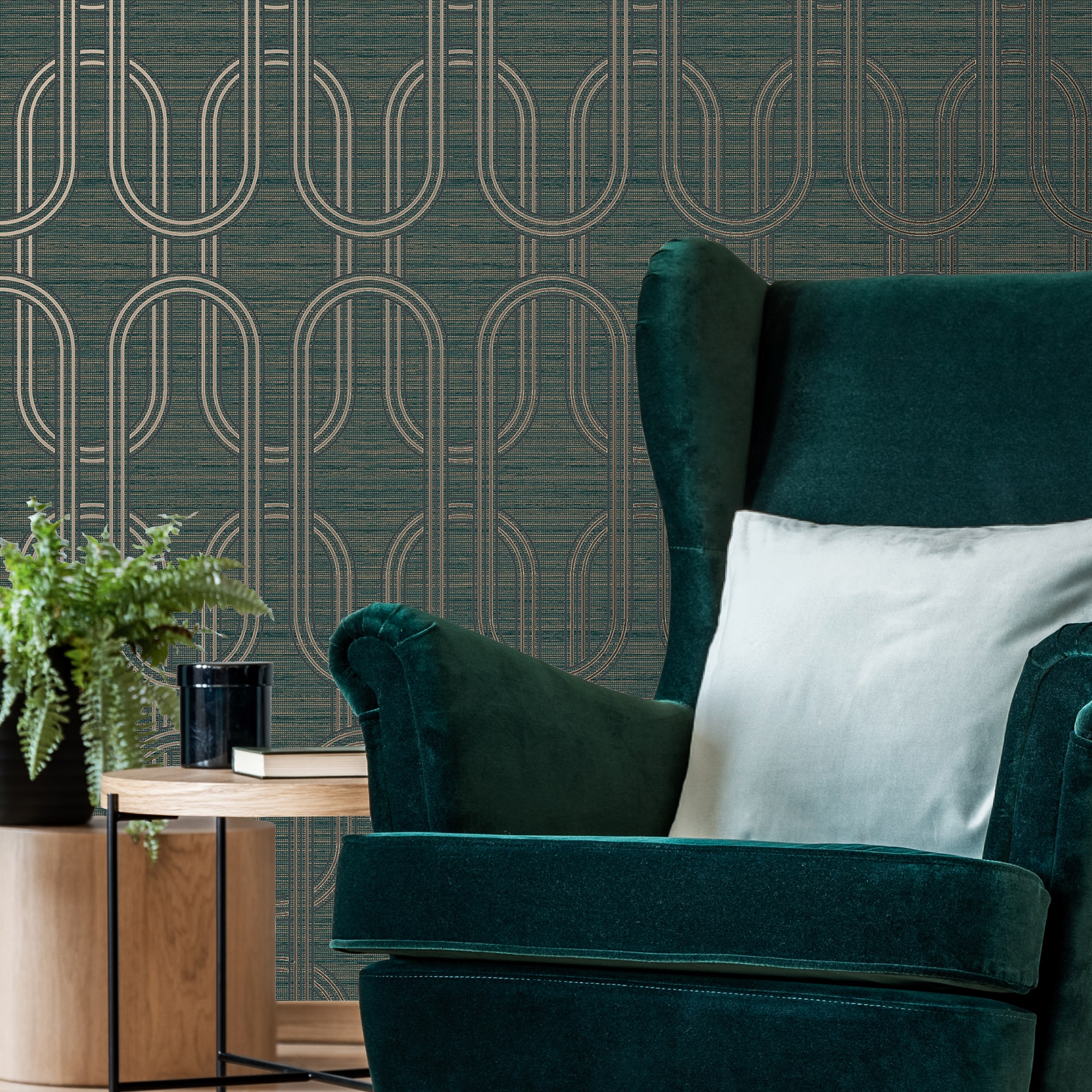 Emerald Geometric Metallic Removable Wallpaper Roll