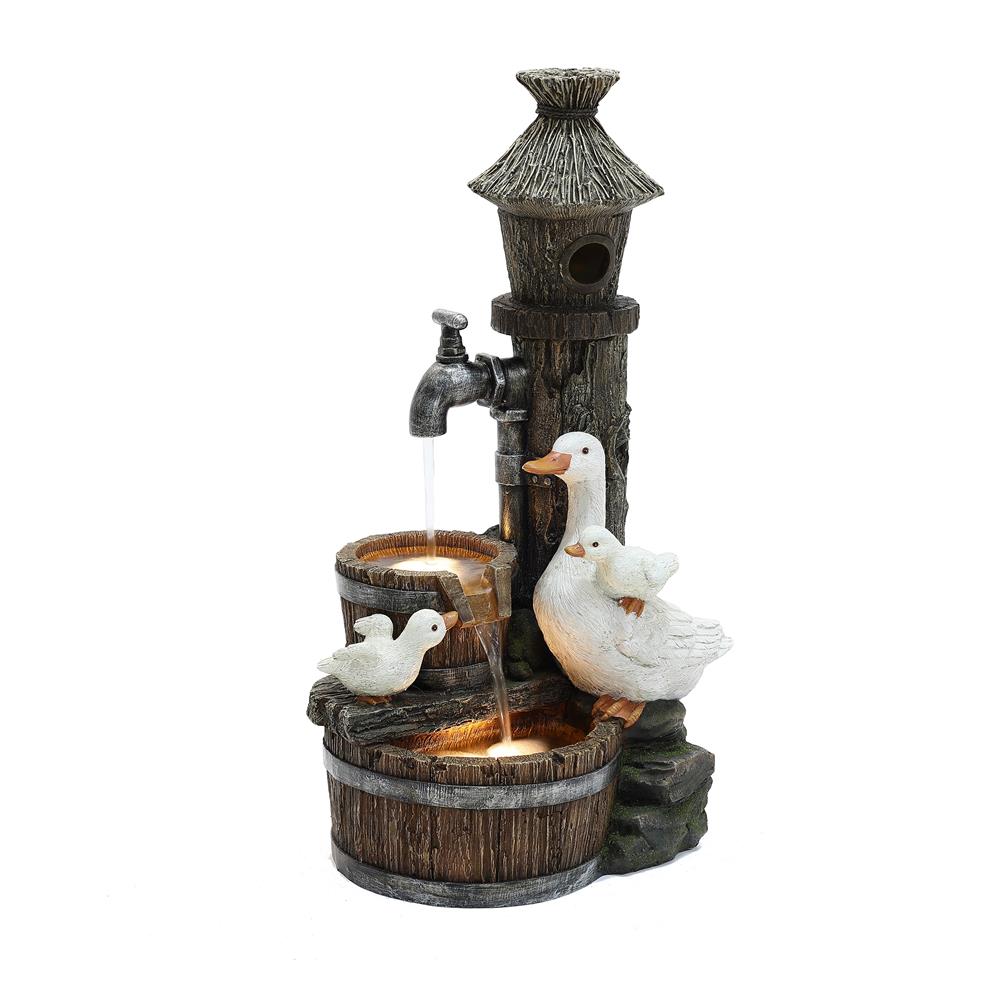 LuxenHome WHF1847 27.2-in H Resin Outdoor Fountain Statue Pump Included