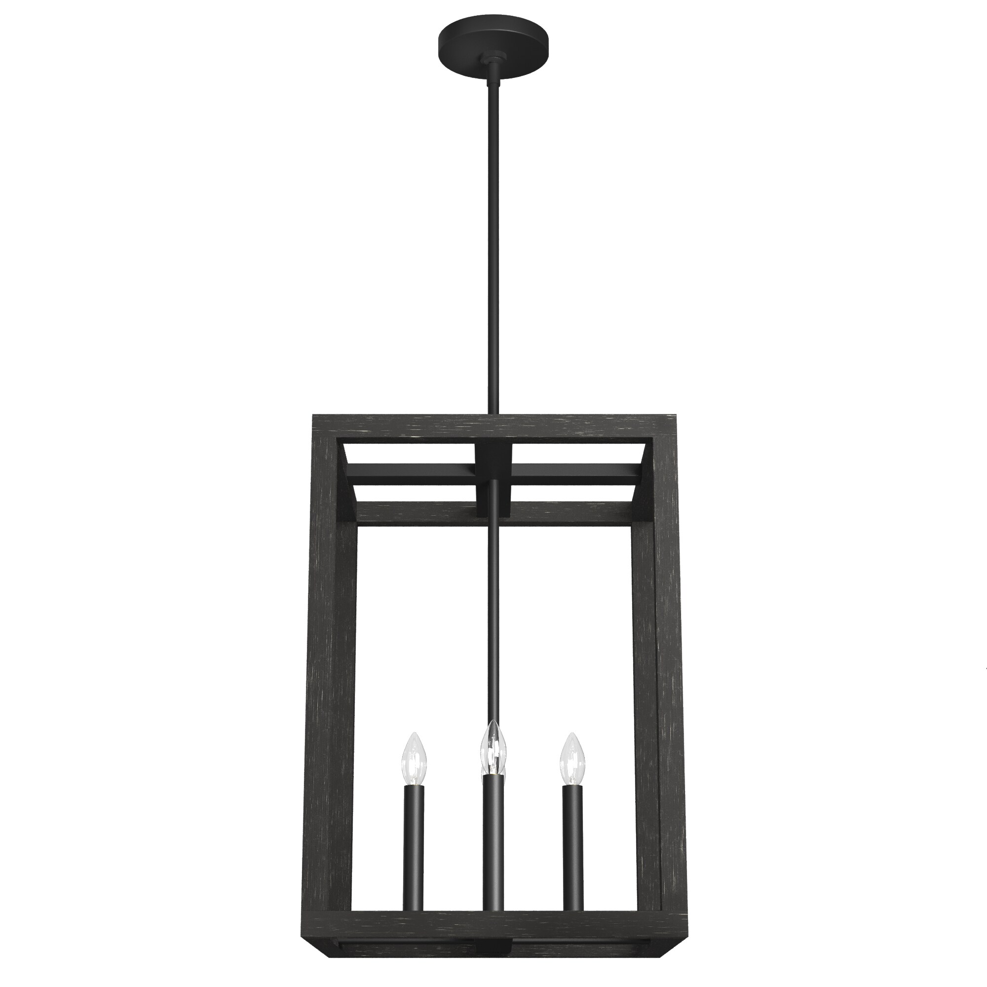 Hunter Squire Manor 4-Light Matte Black Modern/Contemporary Lantern LED Medium Hanging Pendant Light