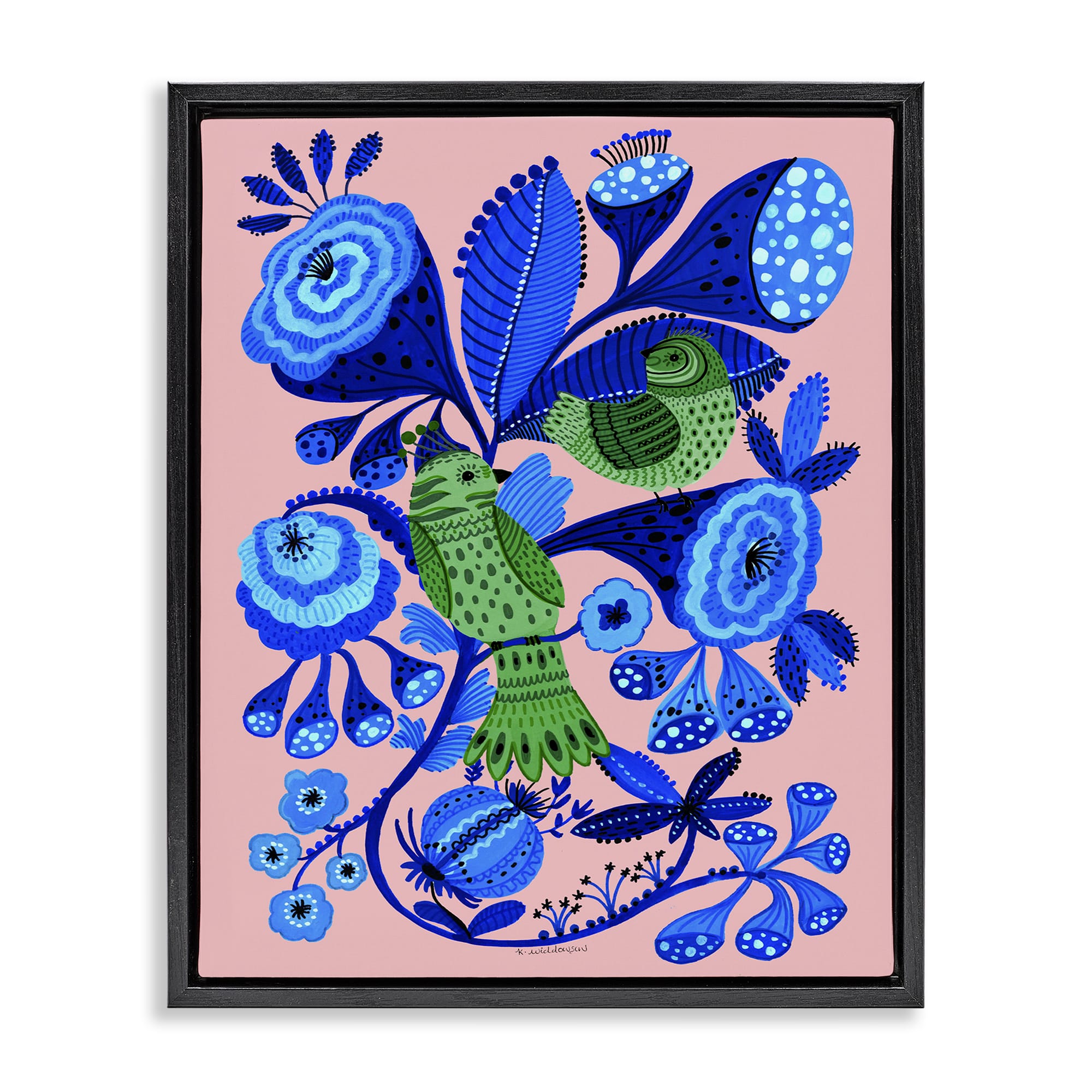 Stupell Industries BS-607-FFB-24X30 Folk Style Birds in Nature Floating Frame design by Kay Widdowson