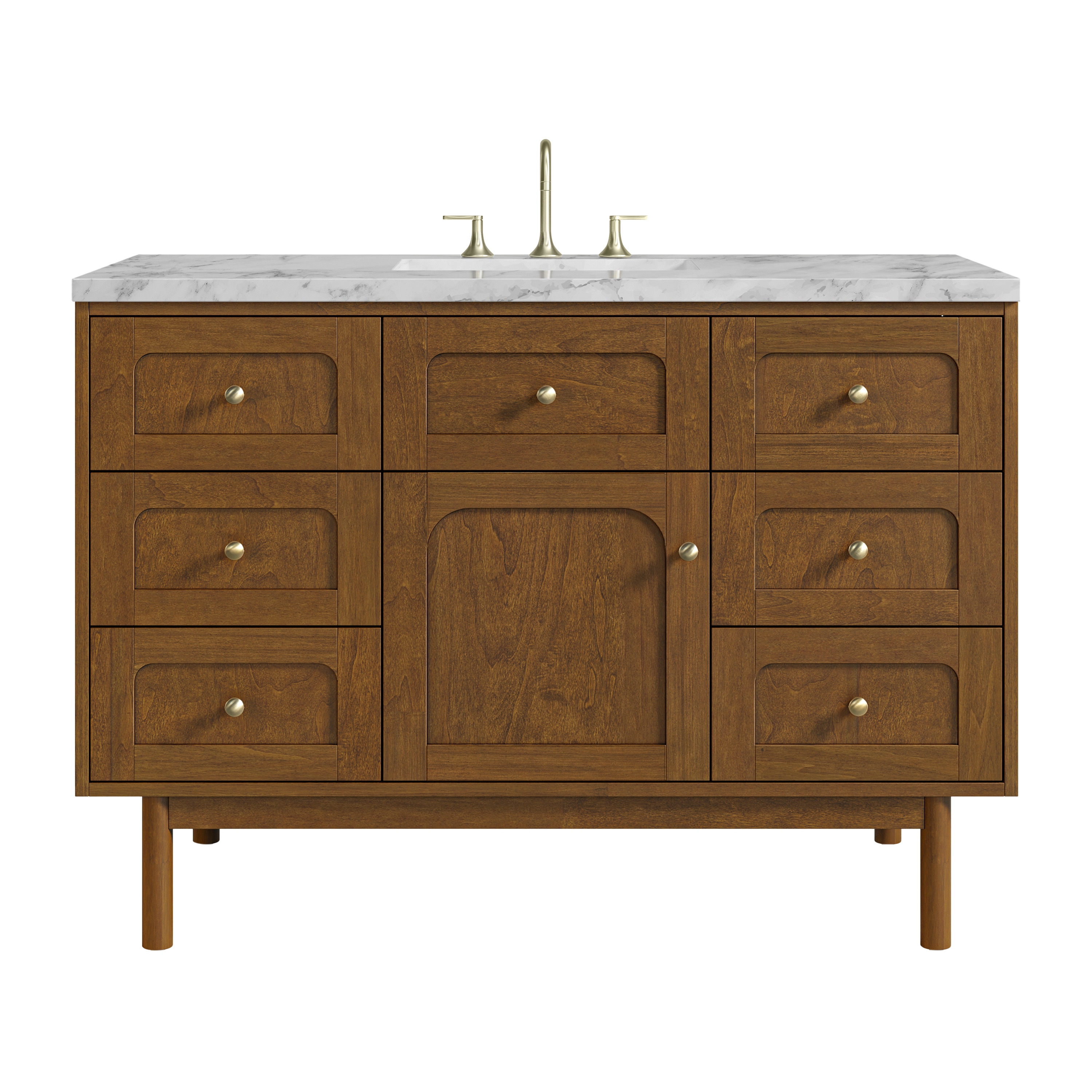 James Martin Vanities Laurent 48-in Honey Oak Undermount Single Sink Bathroom Vanity with Carrara White Marble Top