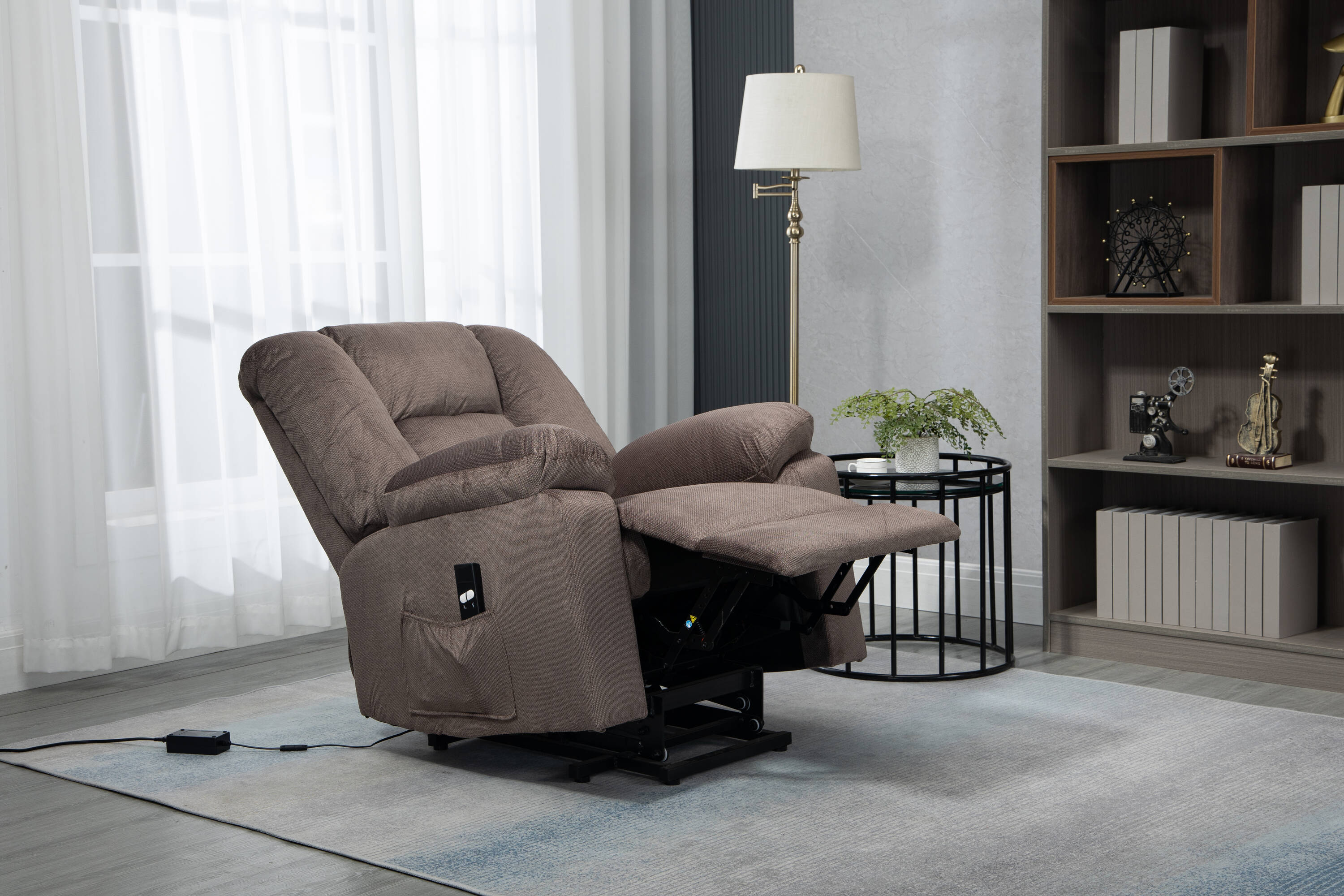 40.2 Wide Velvet Super Soft and Oversize Power Lift Assist Recliner Chair with Massage and Heat Winston Porter Fabric: Brown Velvet