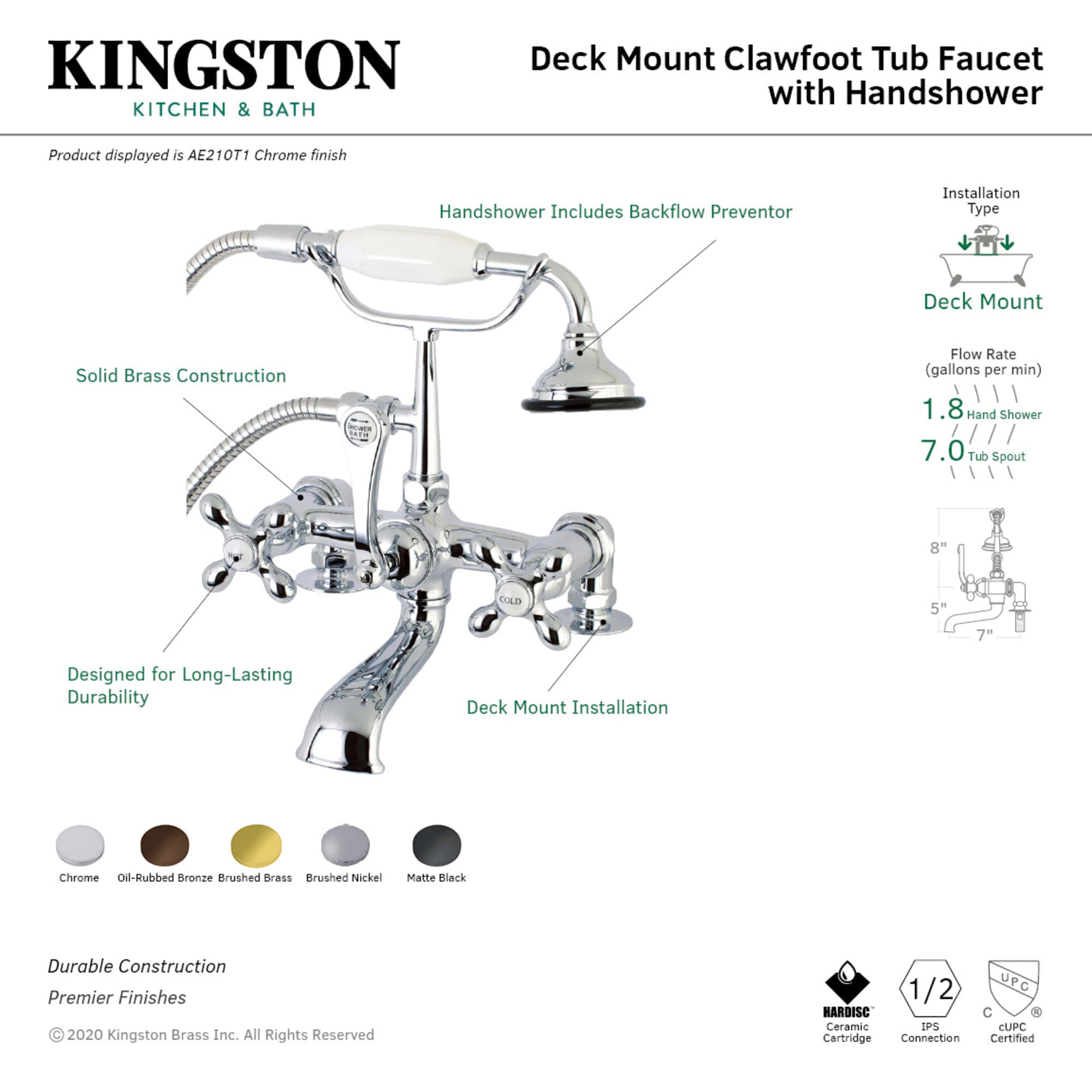 Kingston Brass WLAE209T5 Roman-Tub-Faucets - View #3