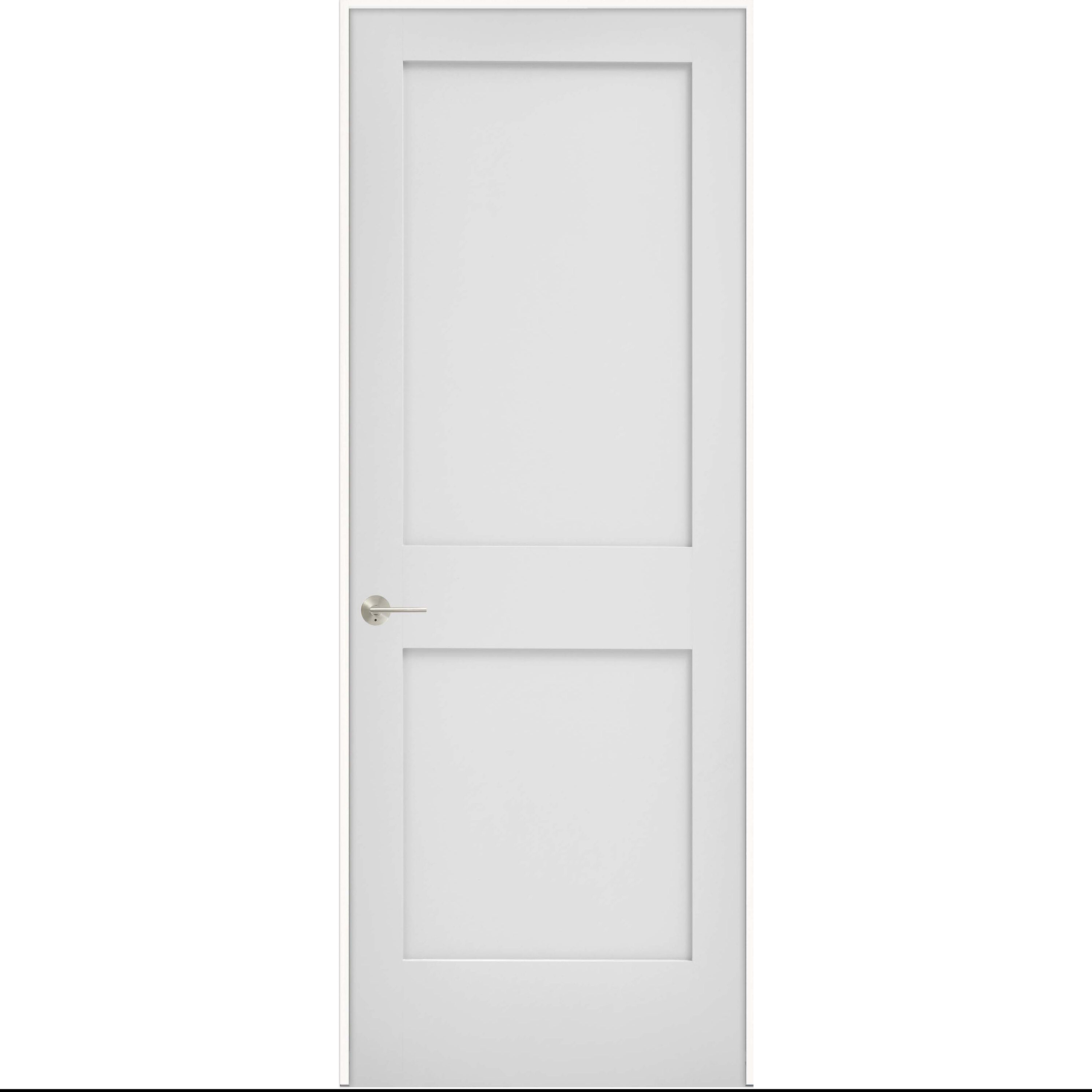 JELD-WEN LOWOLJW249800077 32-in x 80-in Primed Solid core 2-panel square Right hand Smooth Primed MDF Flat Jamb Single Prehung Interior Door