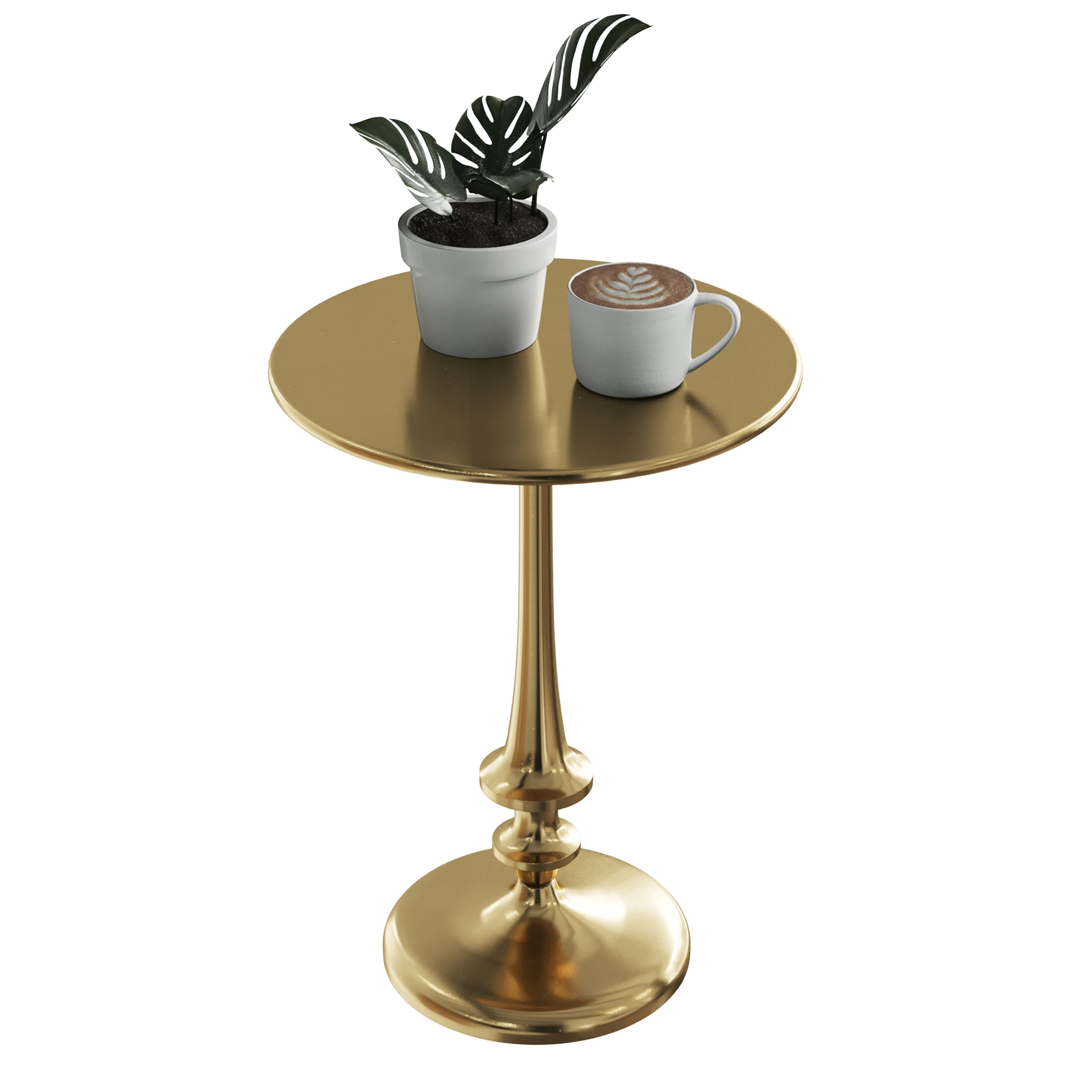 Lavish Home 80-ENDTBL-26 16-in W x 22-in H Antiqued Brass Finish Metal Round Modern End Table Assembly Required