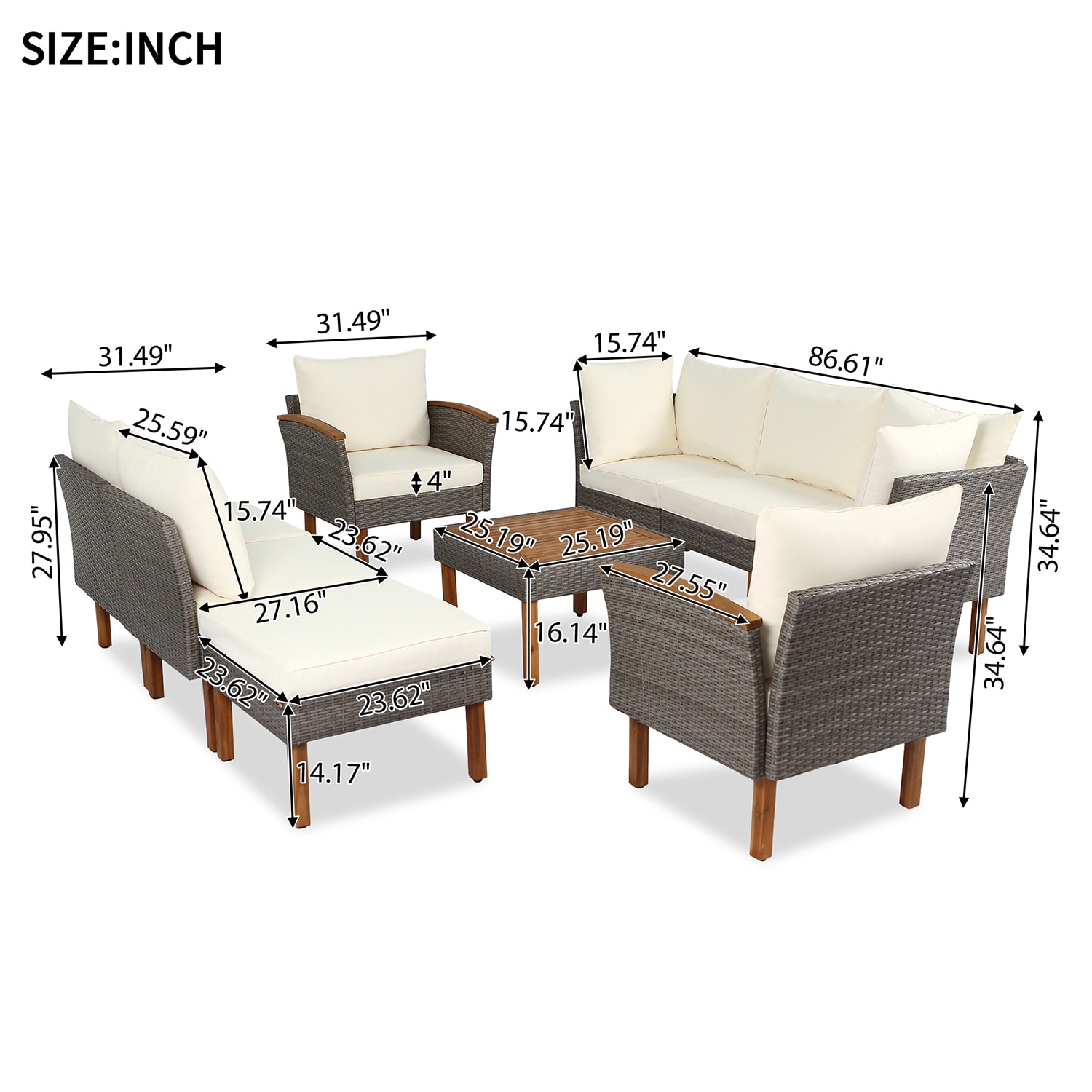 SINOFURN SYA380189BG Patio-Sofas-Daybeds - View #4