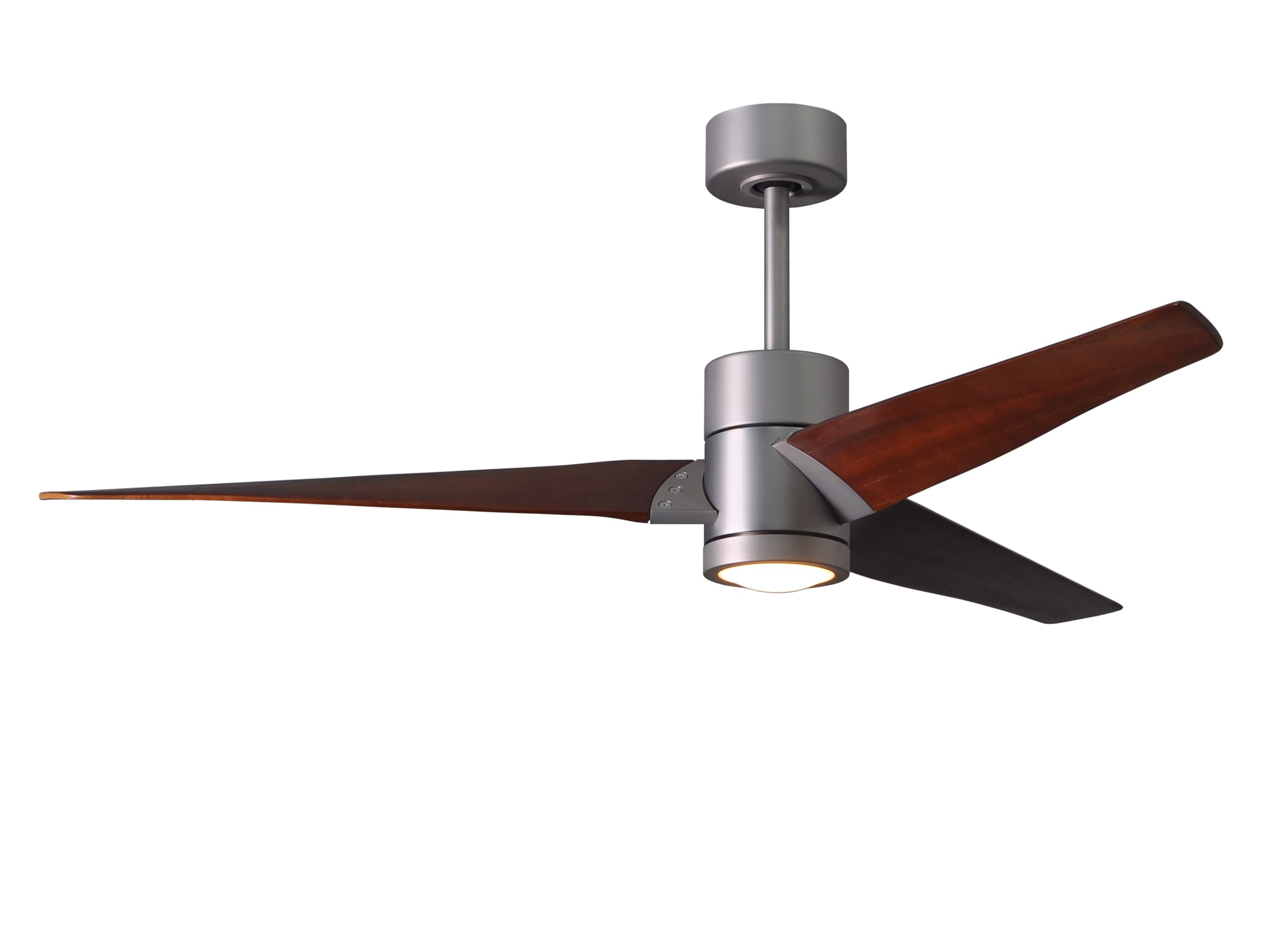 Matthews Fan Company SJ-BN-WN-60 Super Janet 60-in Color-Changing Integrated LED Outdoor Brushed Nickel with Walnut Tone Blades Ceiling Fan With Light - Remote Included ( 3 -Blade )
