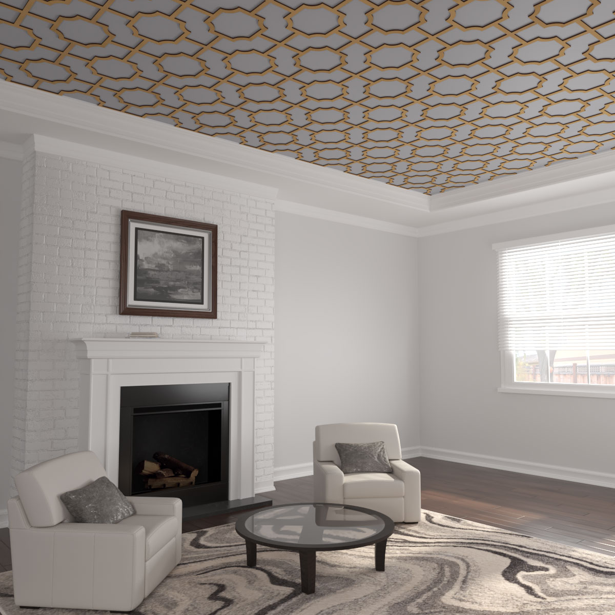 Ekena Millwork CELW33X33X0375BRDMF 33-in x 33-in Embossed Paintable/Stainable Wood Fretwork Wall Panel ( 7.59-sq ft )