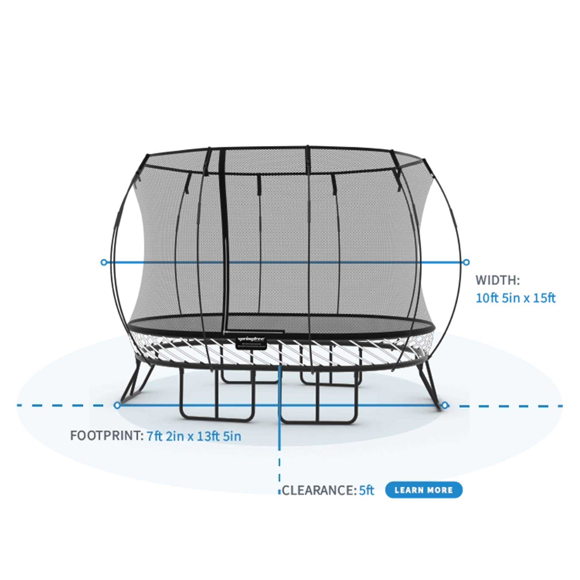 Black Oval Springless Trampoline with Safety Enclosure and Ladder