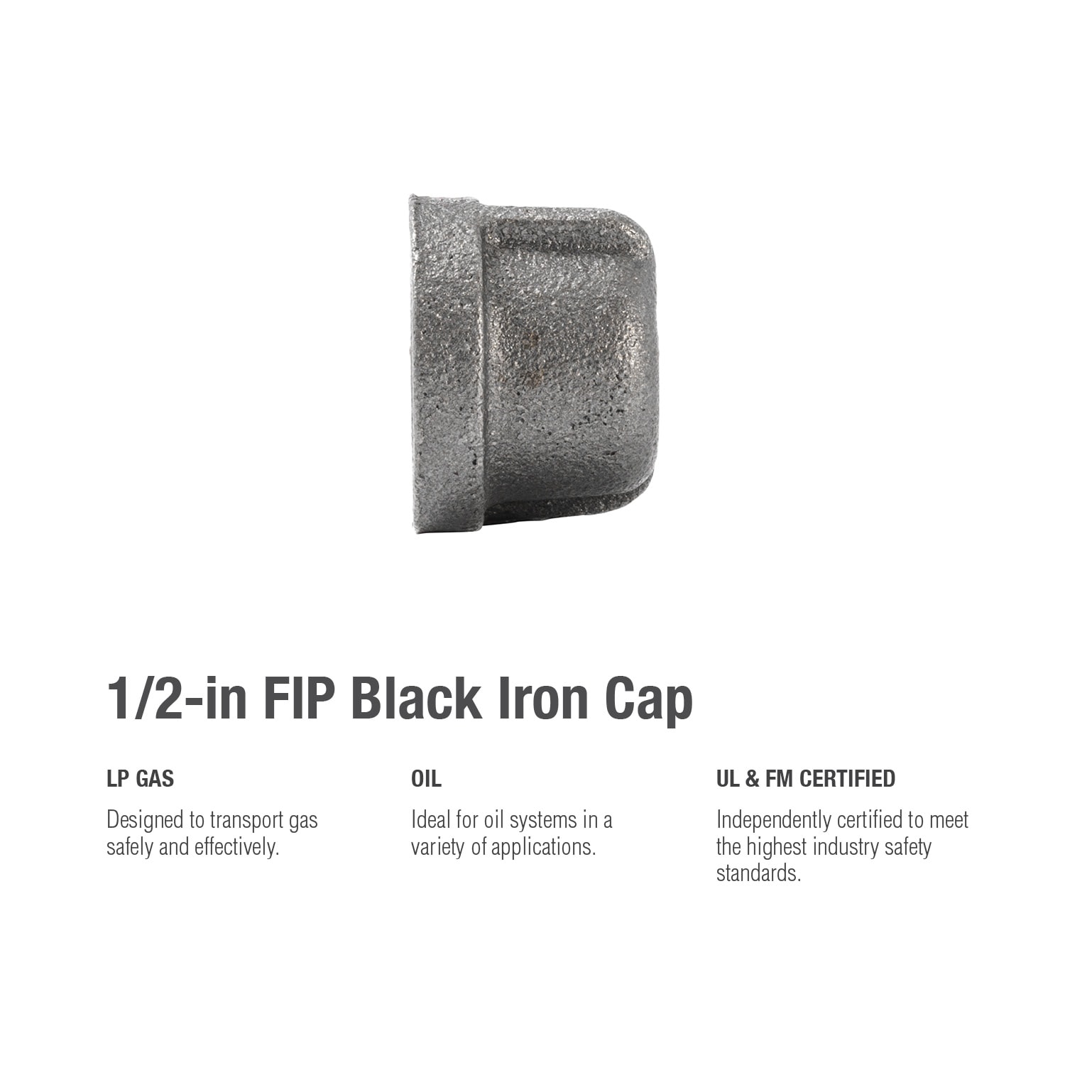 RELIABILT 1/2-in Black Iron Cap Fitting in the Black Pipe 