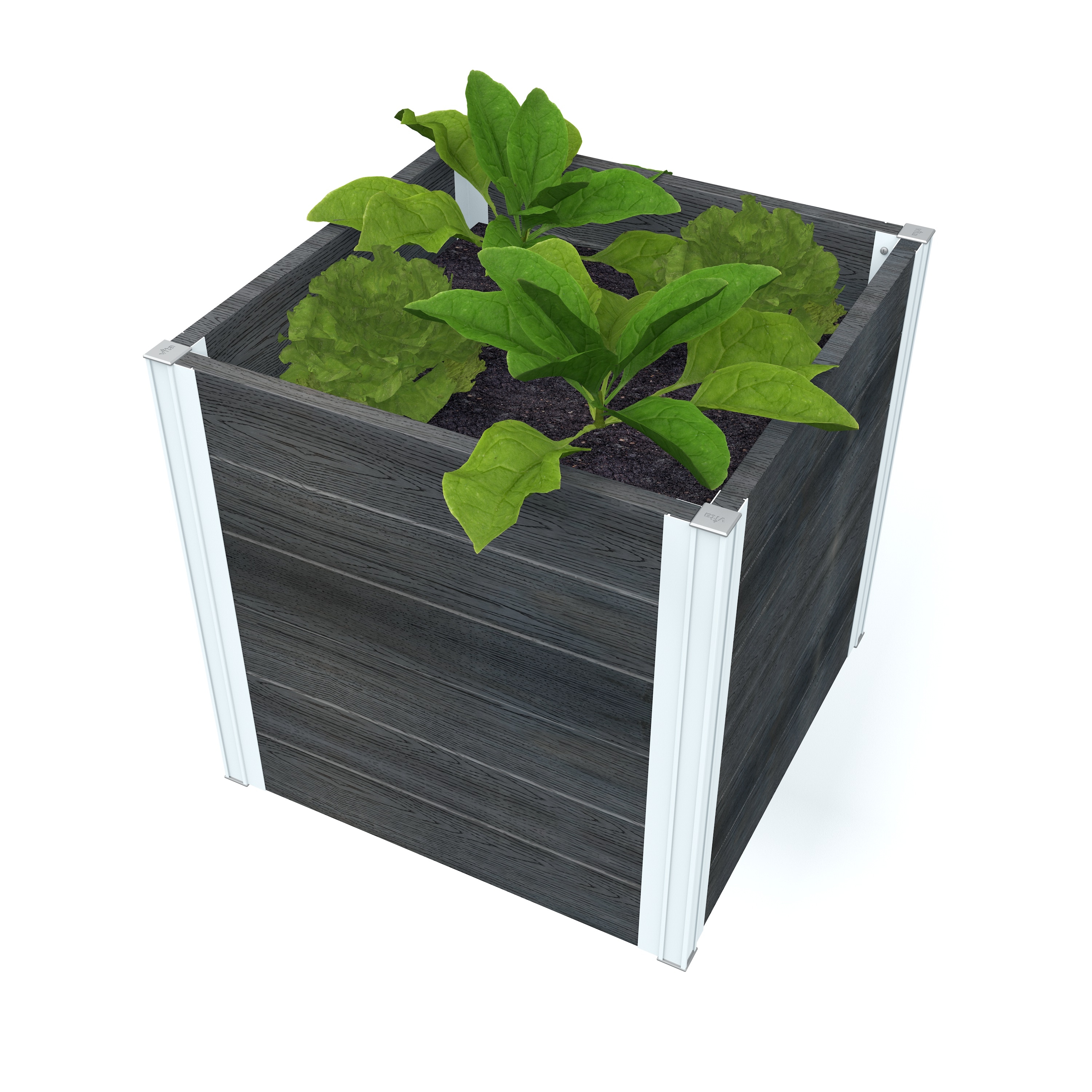 Vita VT17611 Square 22.0-Inches W Large Gray PVC vinyl Contemporary/Modern Outdoor Planter