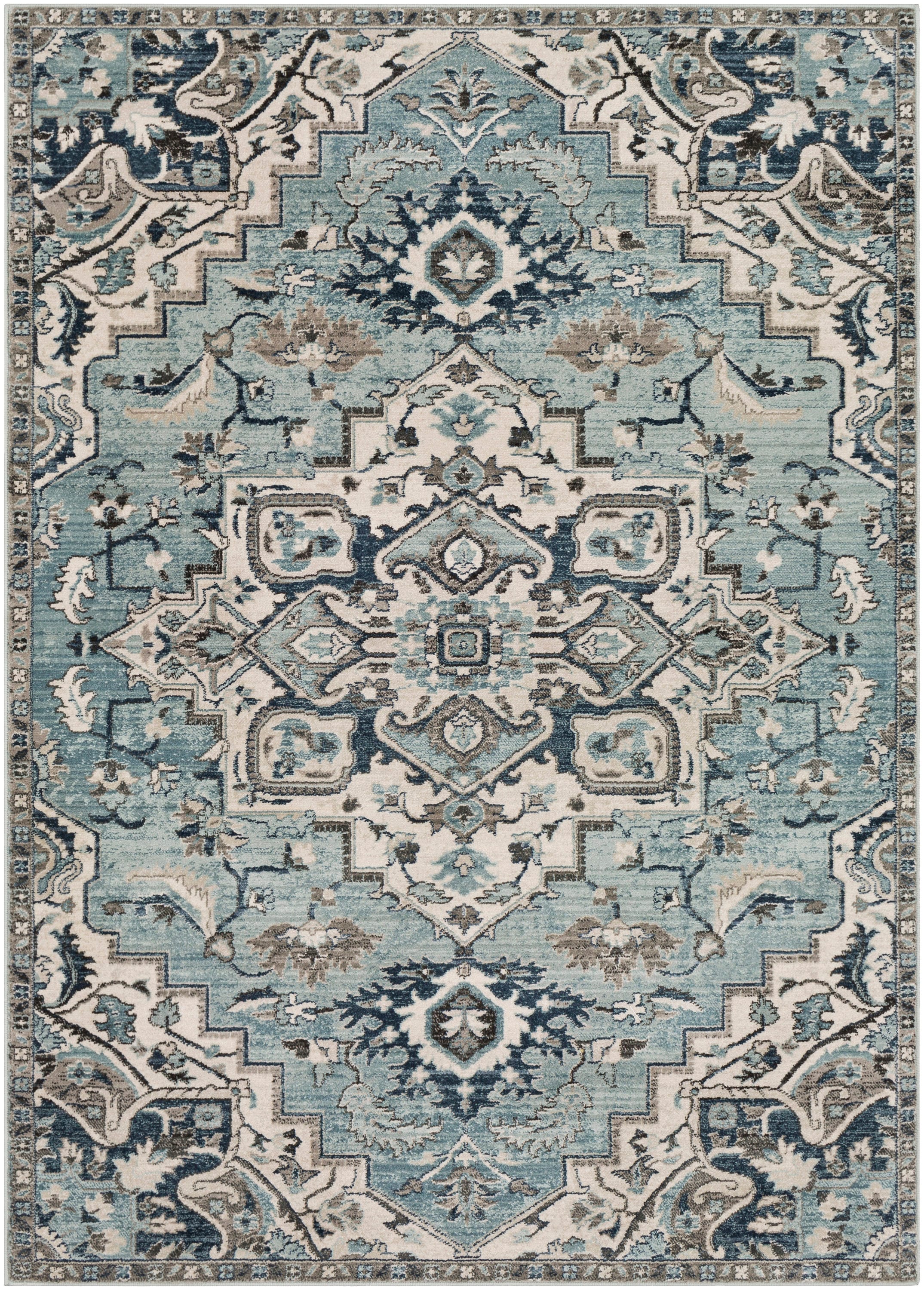 Surya Mesopotamia 8 x 10 Ivory Indoor Medallion Oriental Area Rug in ...