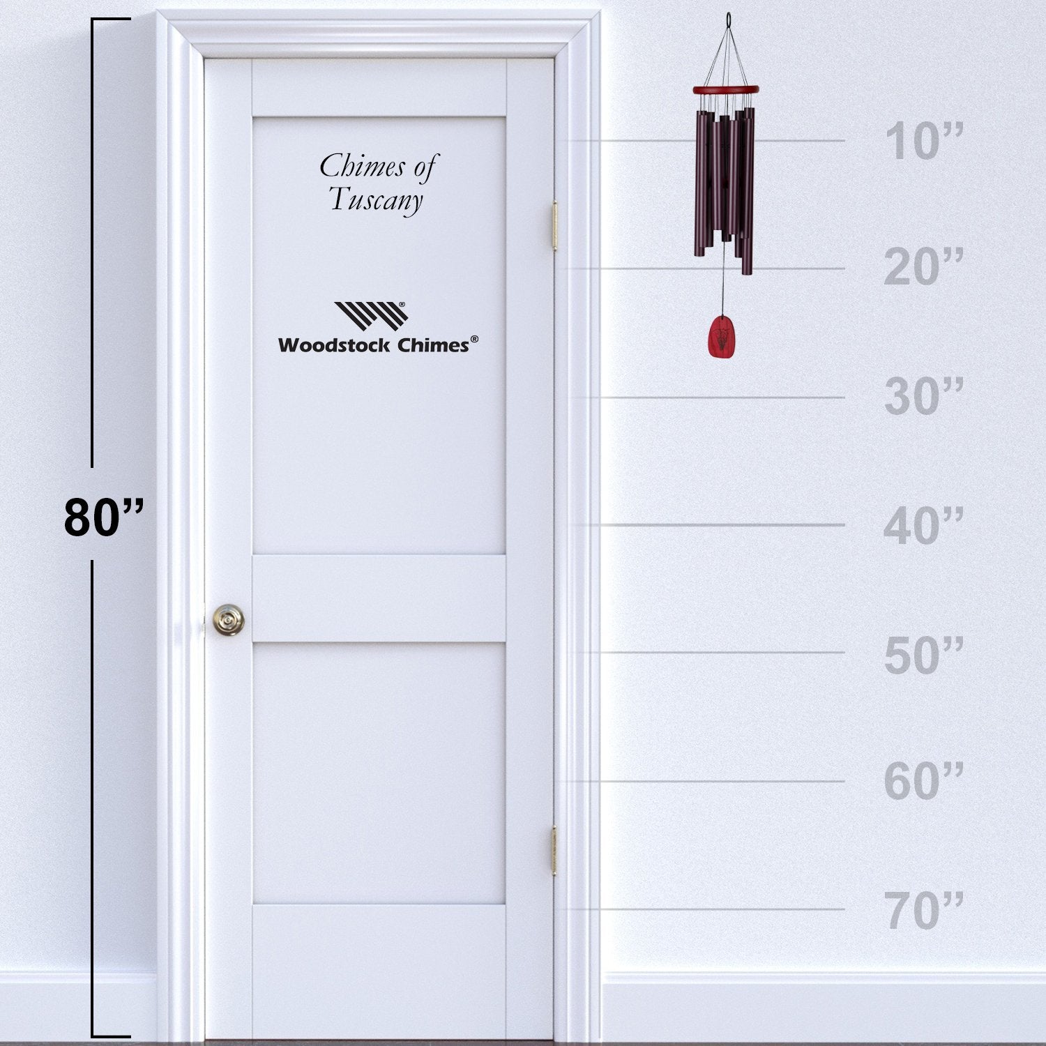 27" Burgundy and Purple Metal Wind Chime with Wooden Accents
