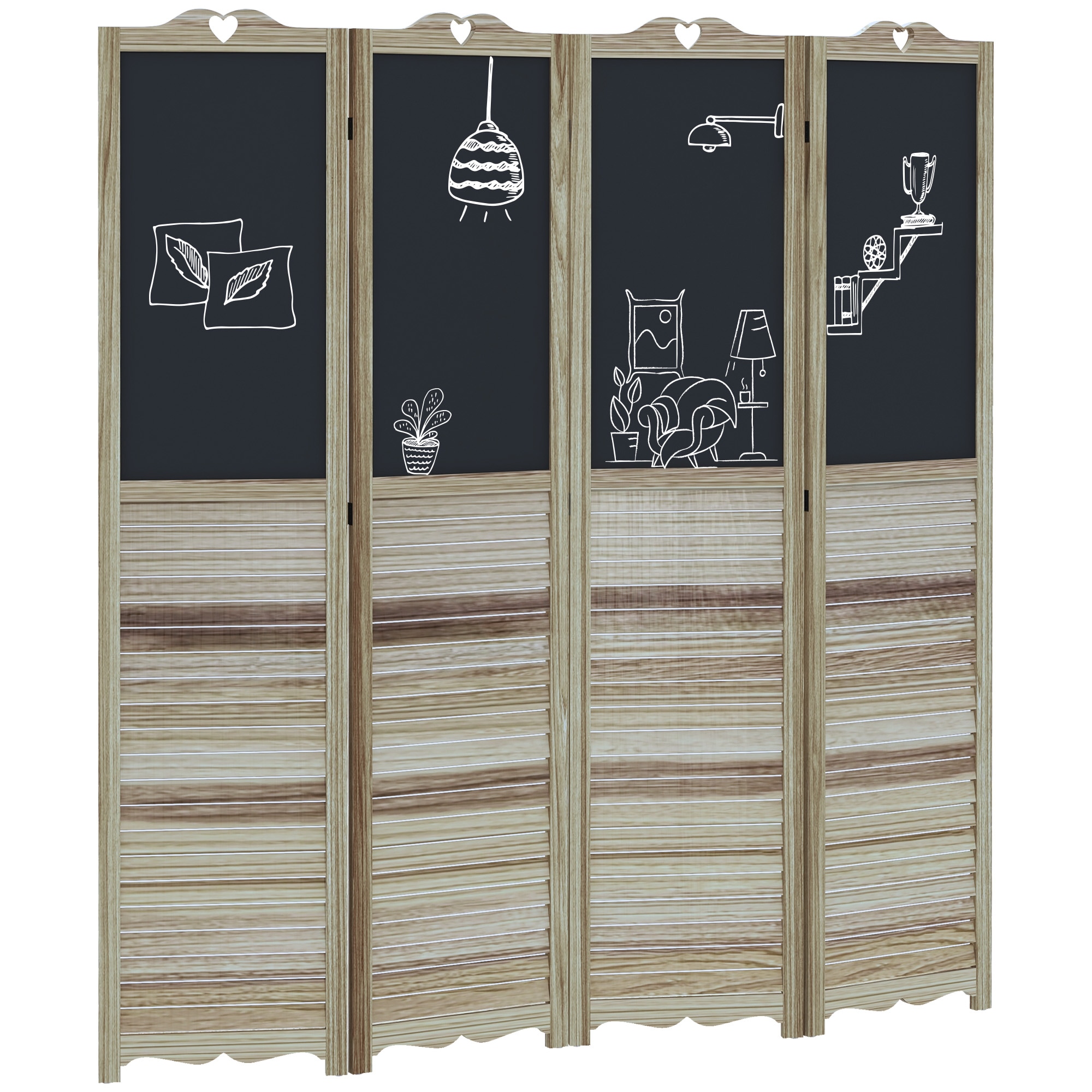 CESICIA ZWY41 4 -Panel White Wood Folding Contemporary/Modern Style Room Divider