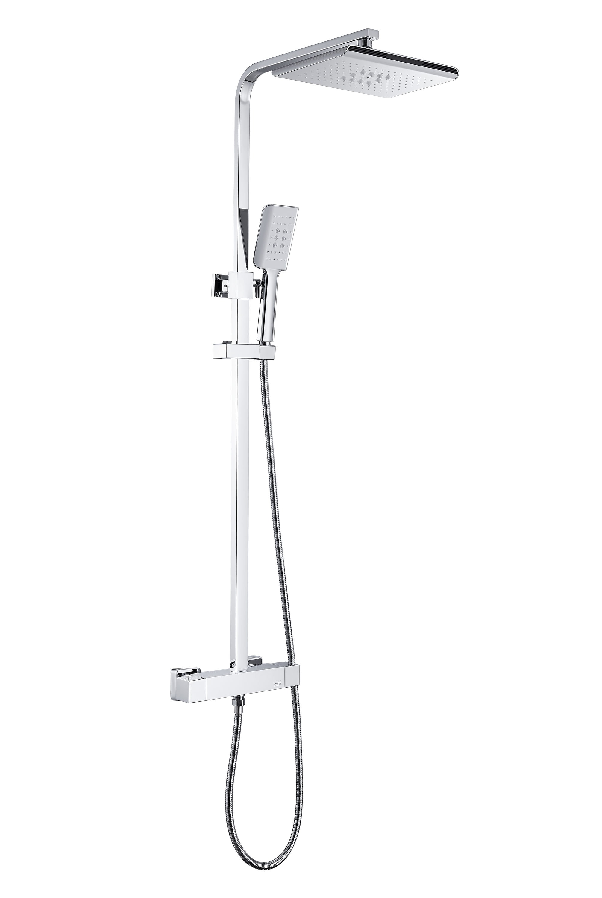 CASAINC Polished Chrome Dual Head Waterfall Built-In Shower Faucet ...