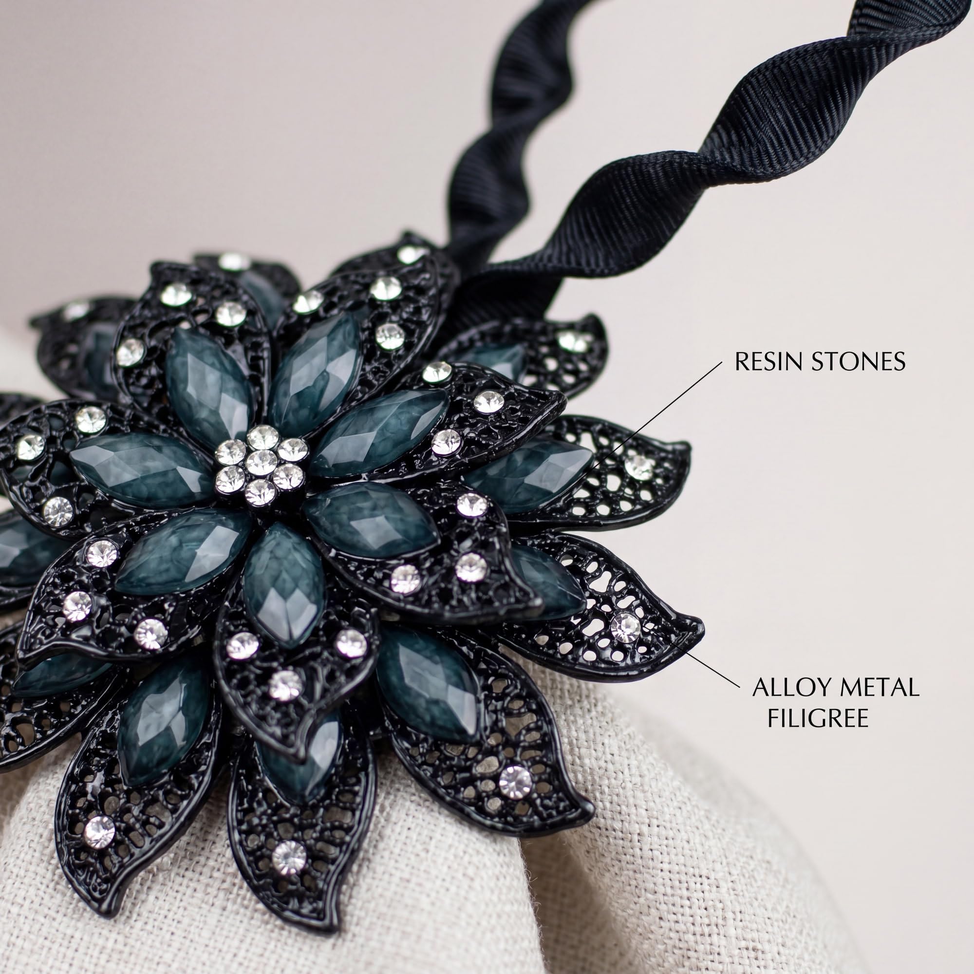Phewnyzo Magnetic Curtain Tiebacks Decorative Crystal Flower Shape ...