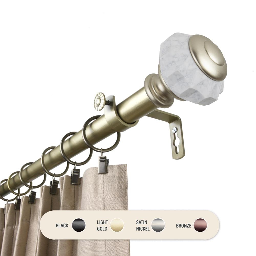 Hart & Harlow L100-57-993 1-in Lola 120-in to 170-in Light gold Steel Single curtain rod with Finials