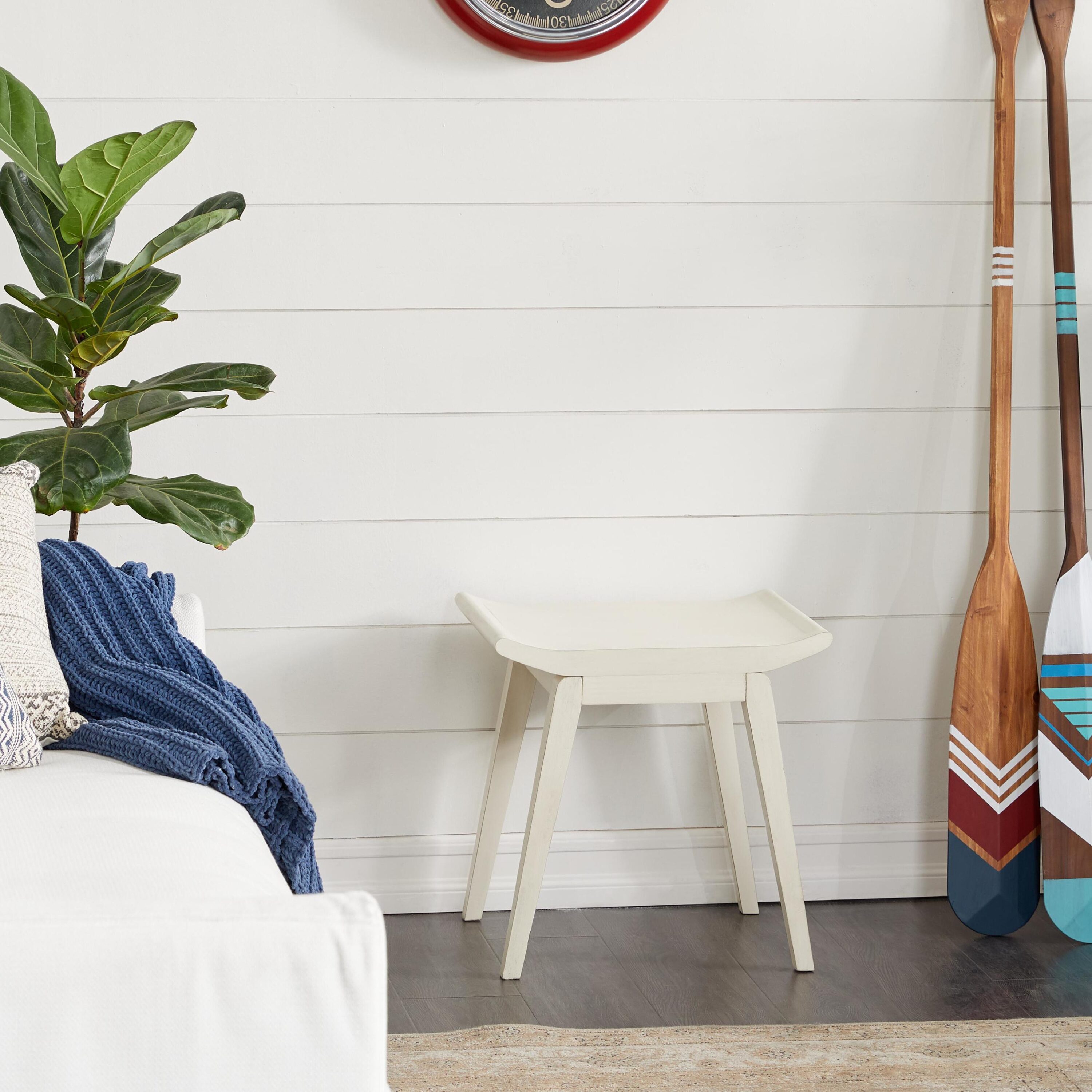 Grayson Lane 90641 Modern White Wooden Ottoman