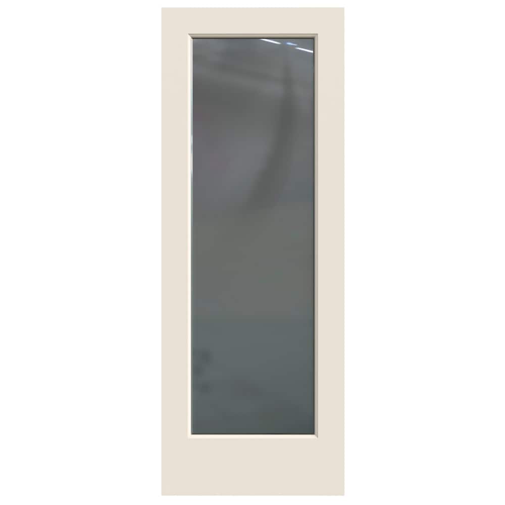 Colonist 32-in x 80-in 6-panel Mirrored Glass Hollow Core Unfinished Molded Composite Slab Door in Off-White | - JELD-WEN LOWOLJW191300274