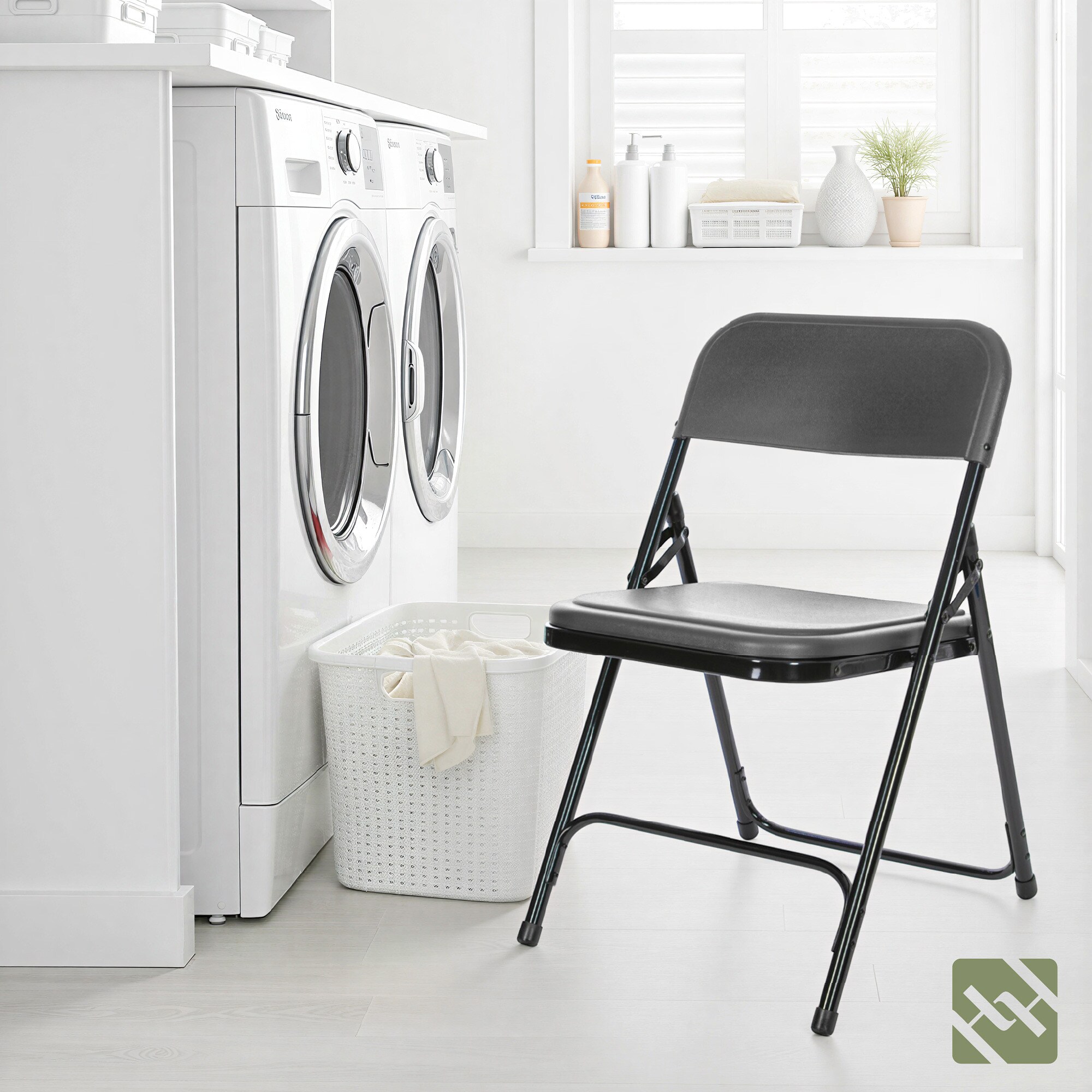 Hampden Furnishings 4-Pack Charcoal Slate/Black Standard Folding