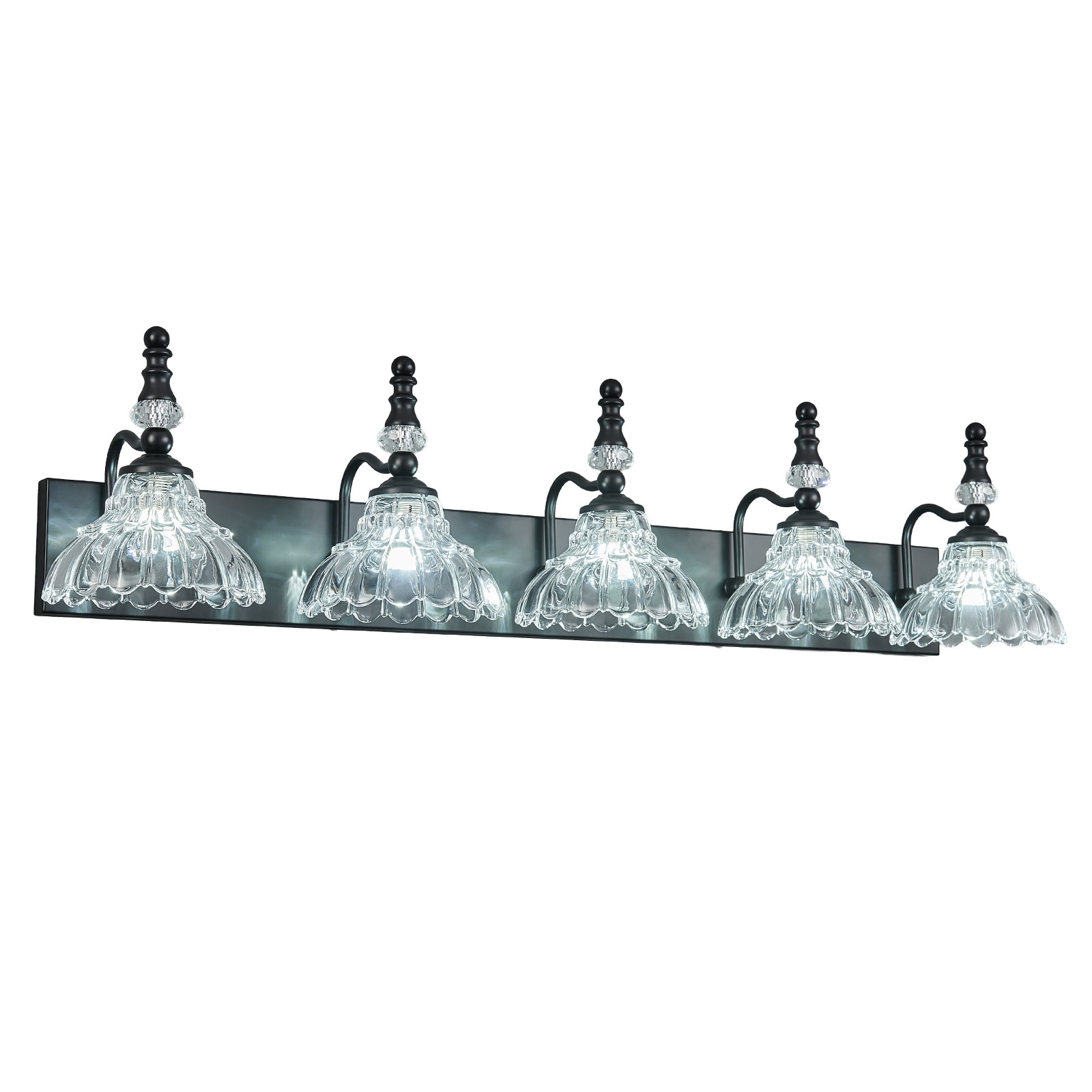 ZHLLMQ 5 Light Vintage Flower Glass Vanity Light Fixture